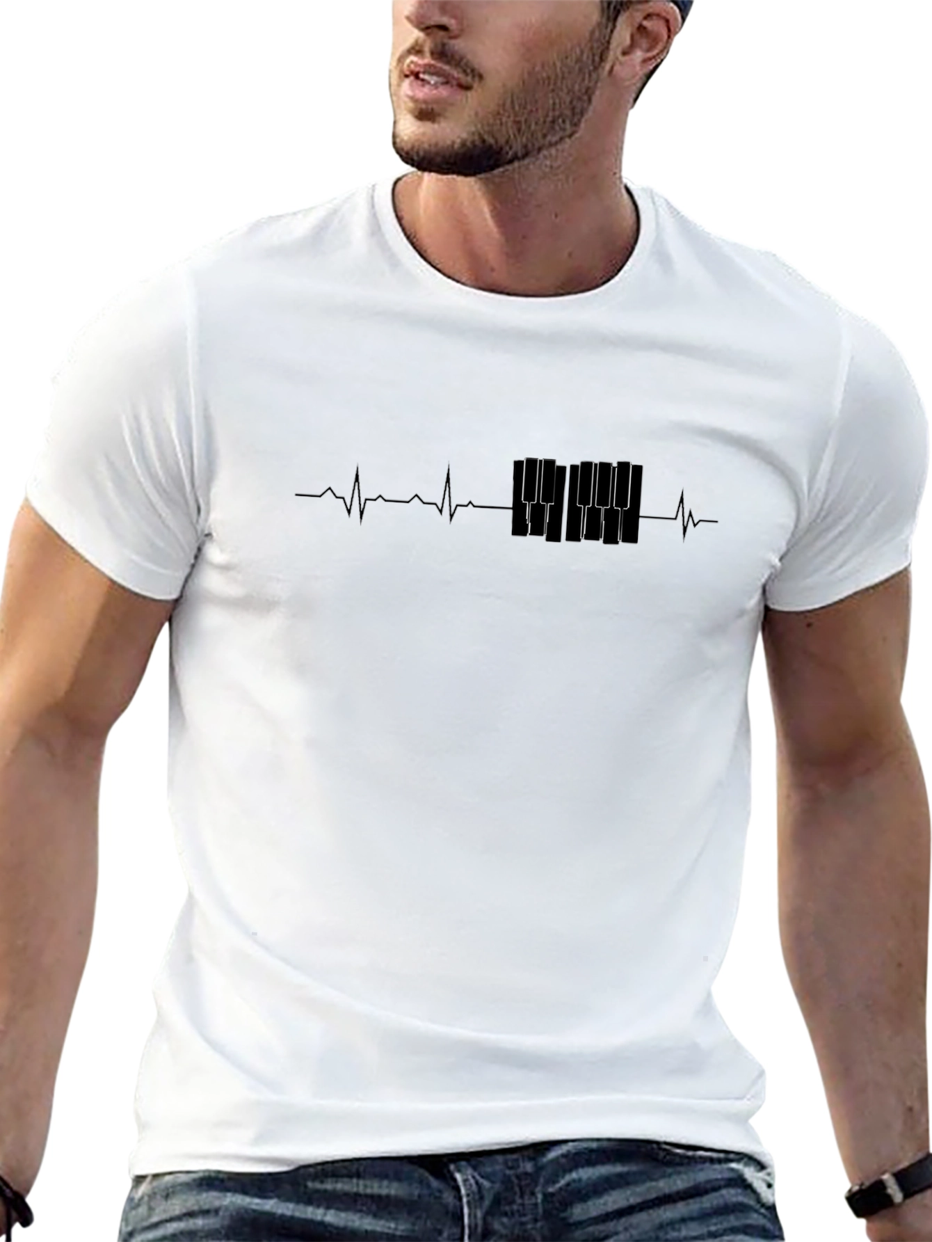 Piano Keys Heartbeat T-Shirt - Music Lover Tee
