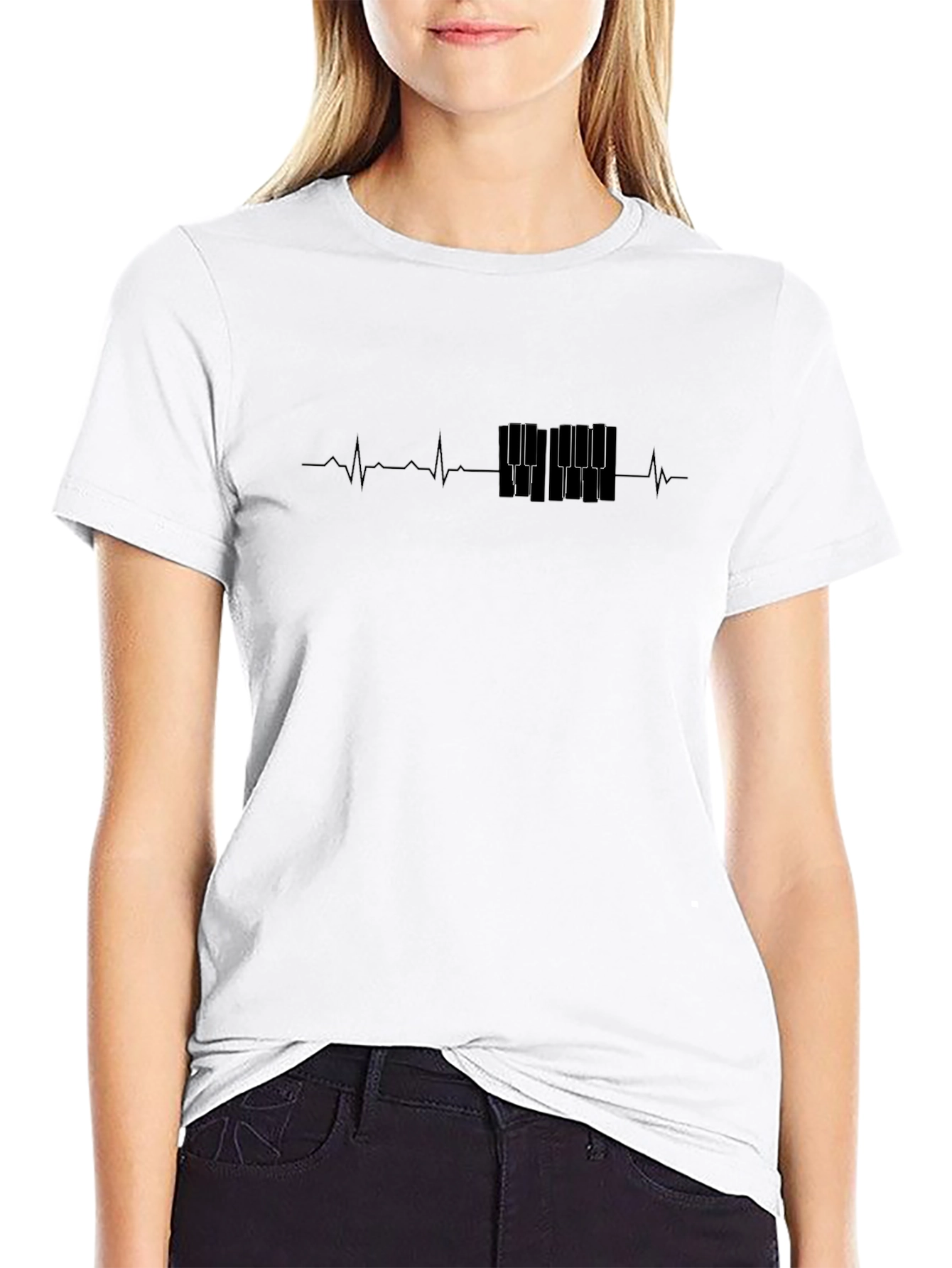 Piano Keys Heartbeat T-Shirt - Music Lover Tee