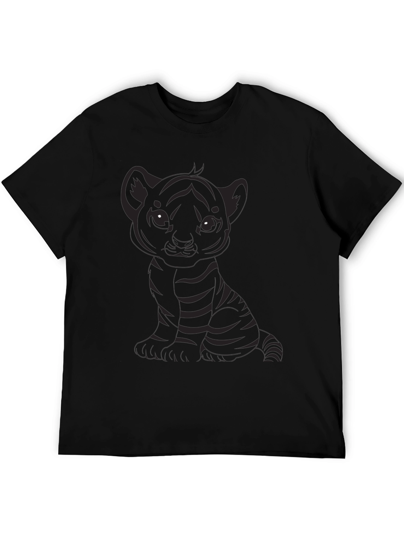 Cute Tiger Cub Graphic Black T-Shirt
