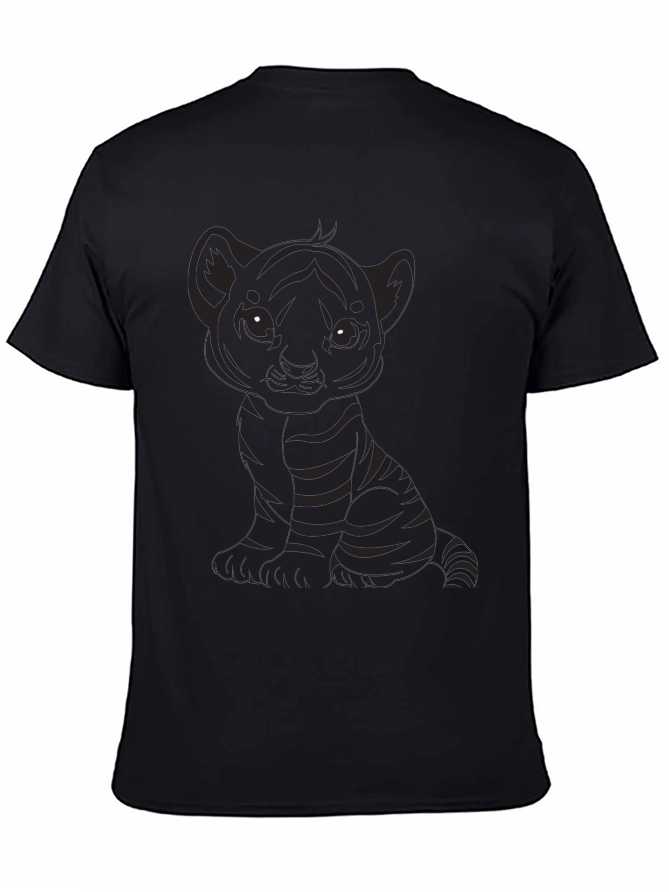 Cute Tiger Cub Graphic Black T-Shirt