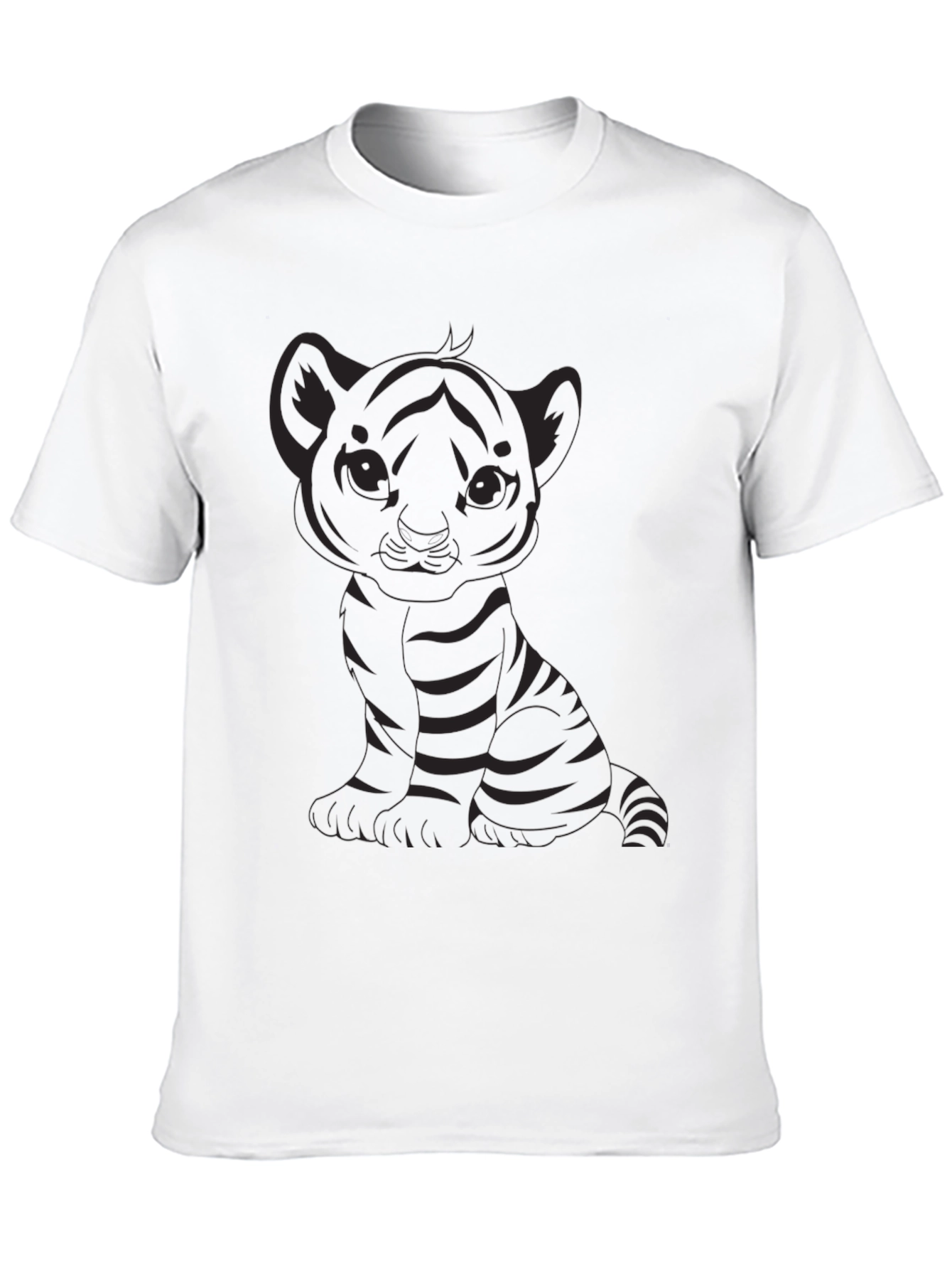 Cute Tiger Cub Graphic Black T-Shirt