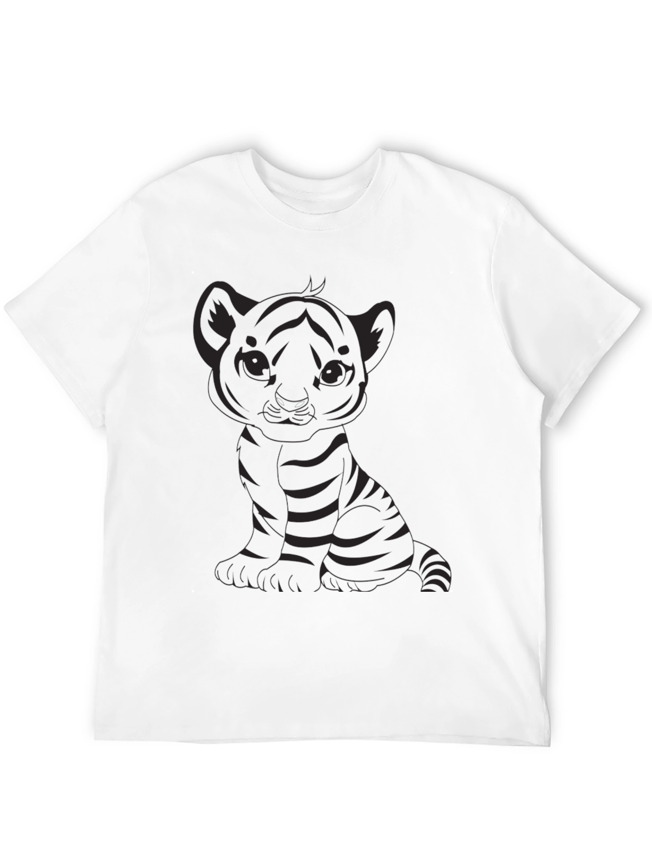 Cute Tiger Cub Graphic Black T-Shirt