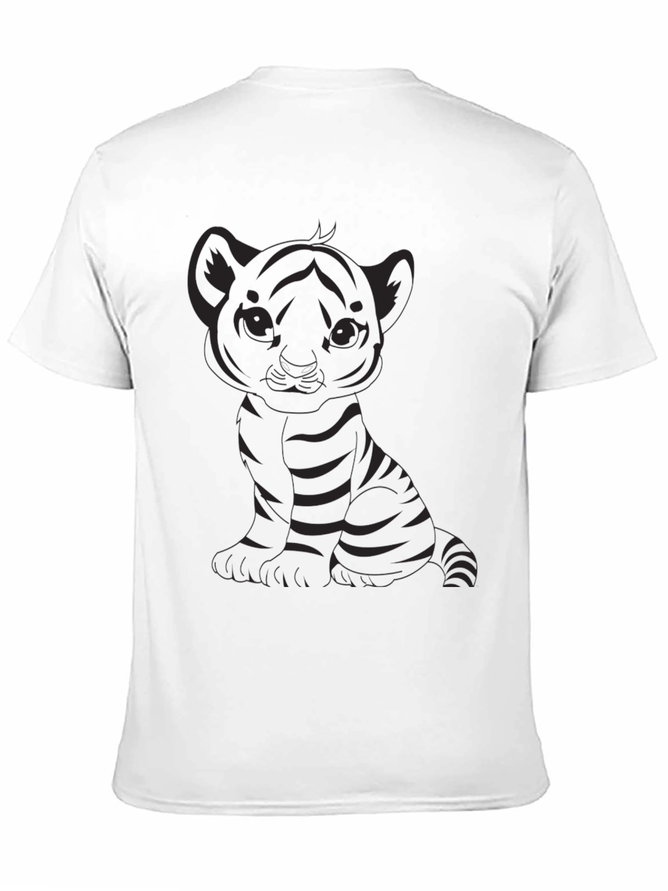 Cute Tiger Cub Graphic Black T-Shirt