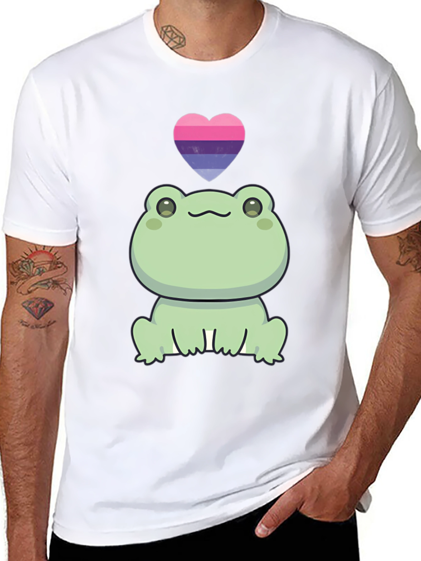 Frog with Bisexual Pride Heart T-Shirt