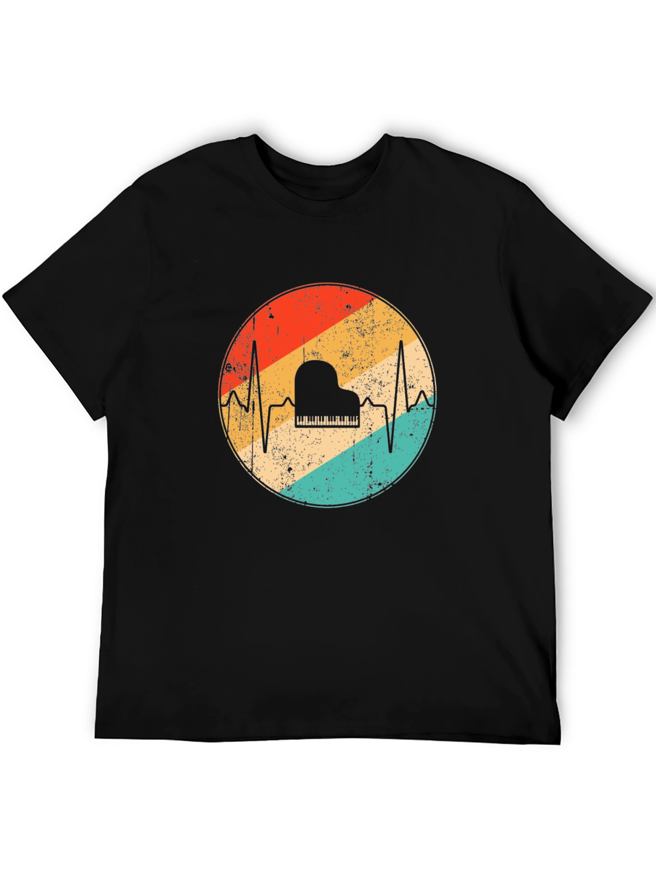 Retro Piano Heartbeat T-Shirt - Musician Tee