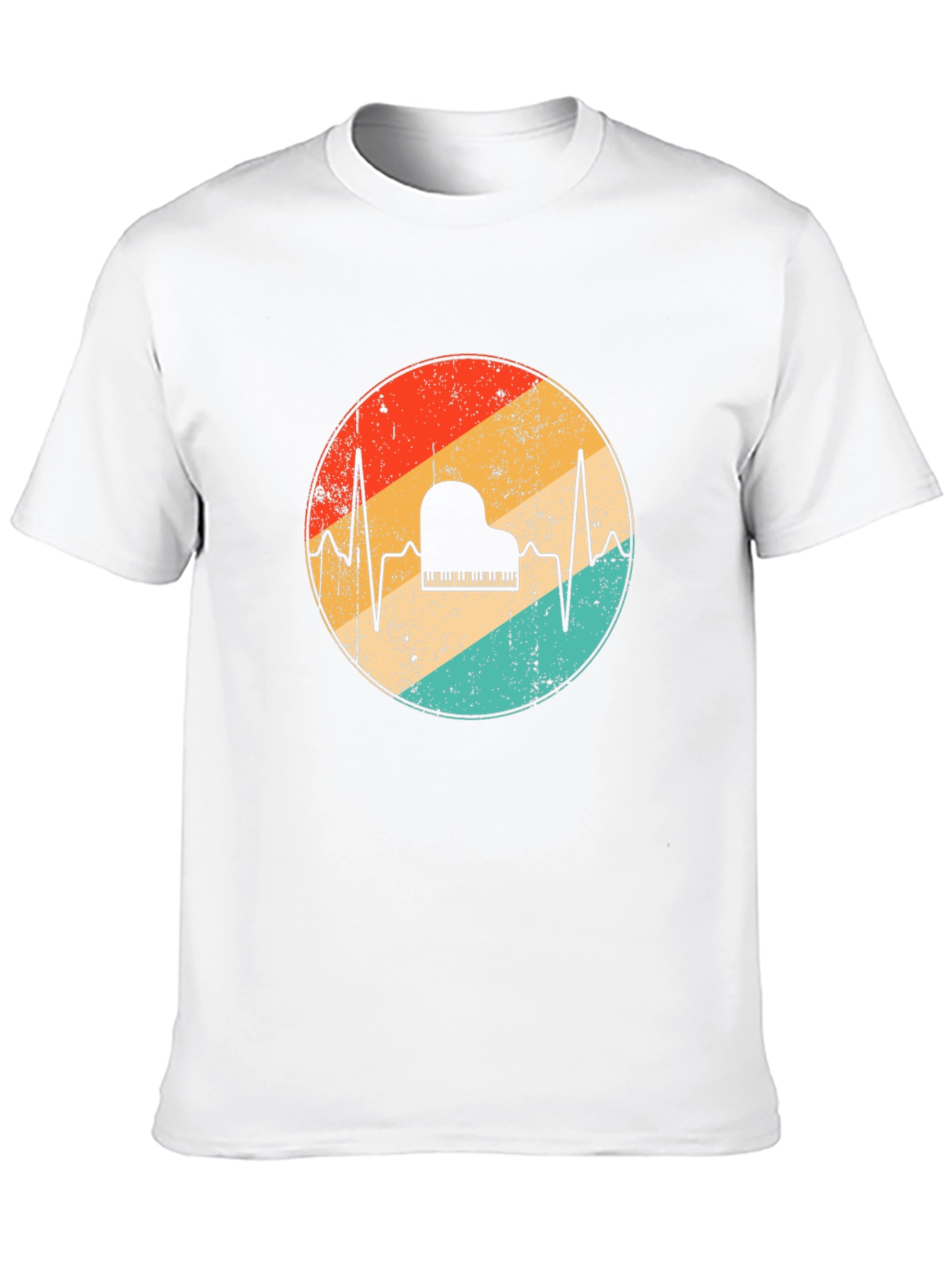 Retro Piano Heartbeat T-Shirt - Musician Tee
