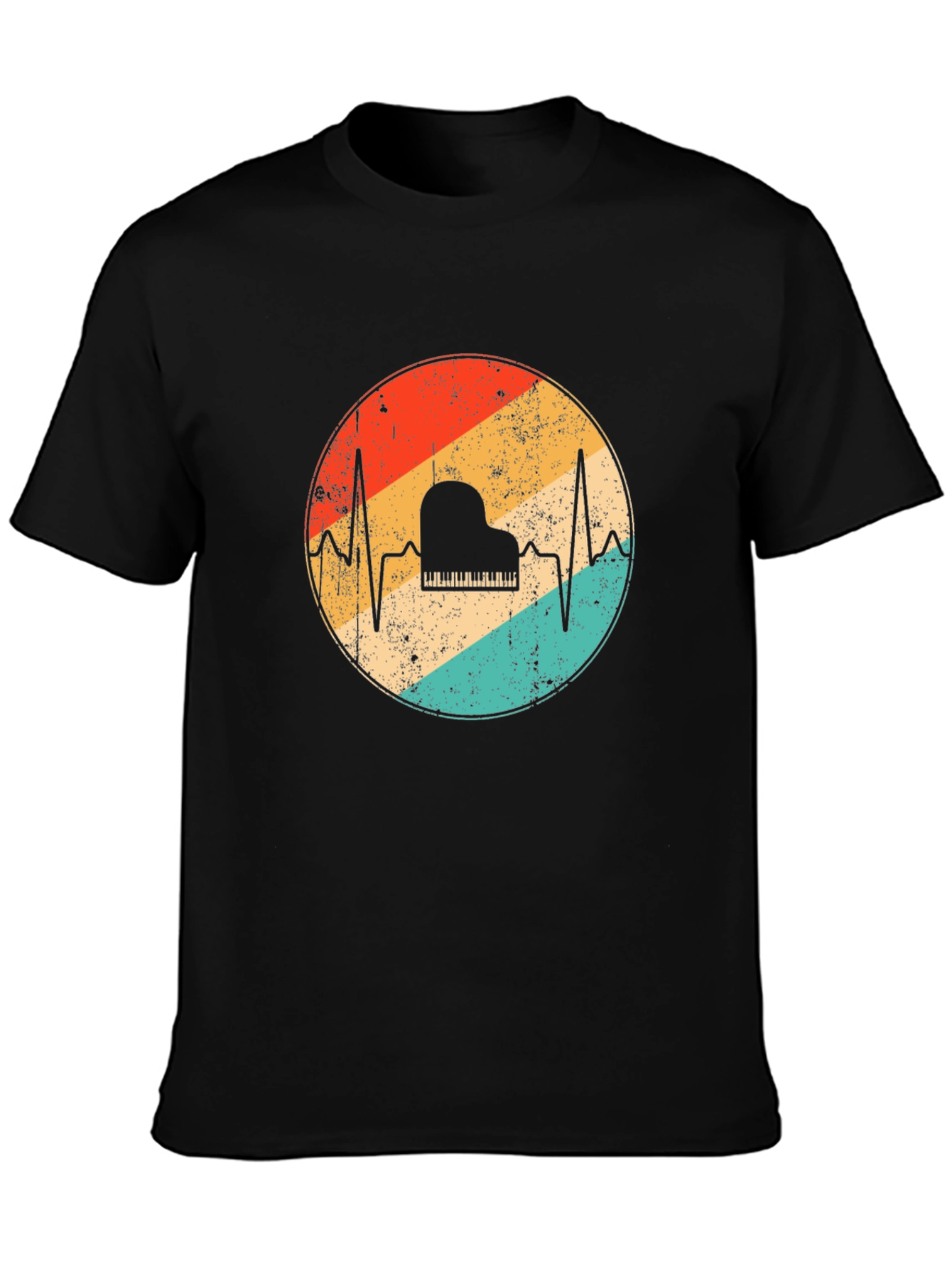 Retro Piano Heartbeat T-Shirt - Musician Tee
