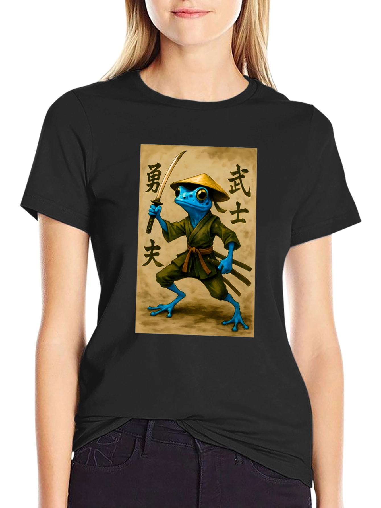 Samurai Frog T-Shirt - Black Cotton Tee