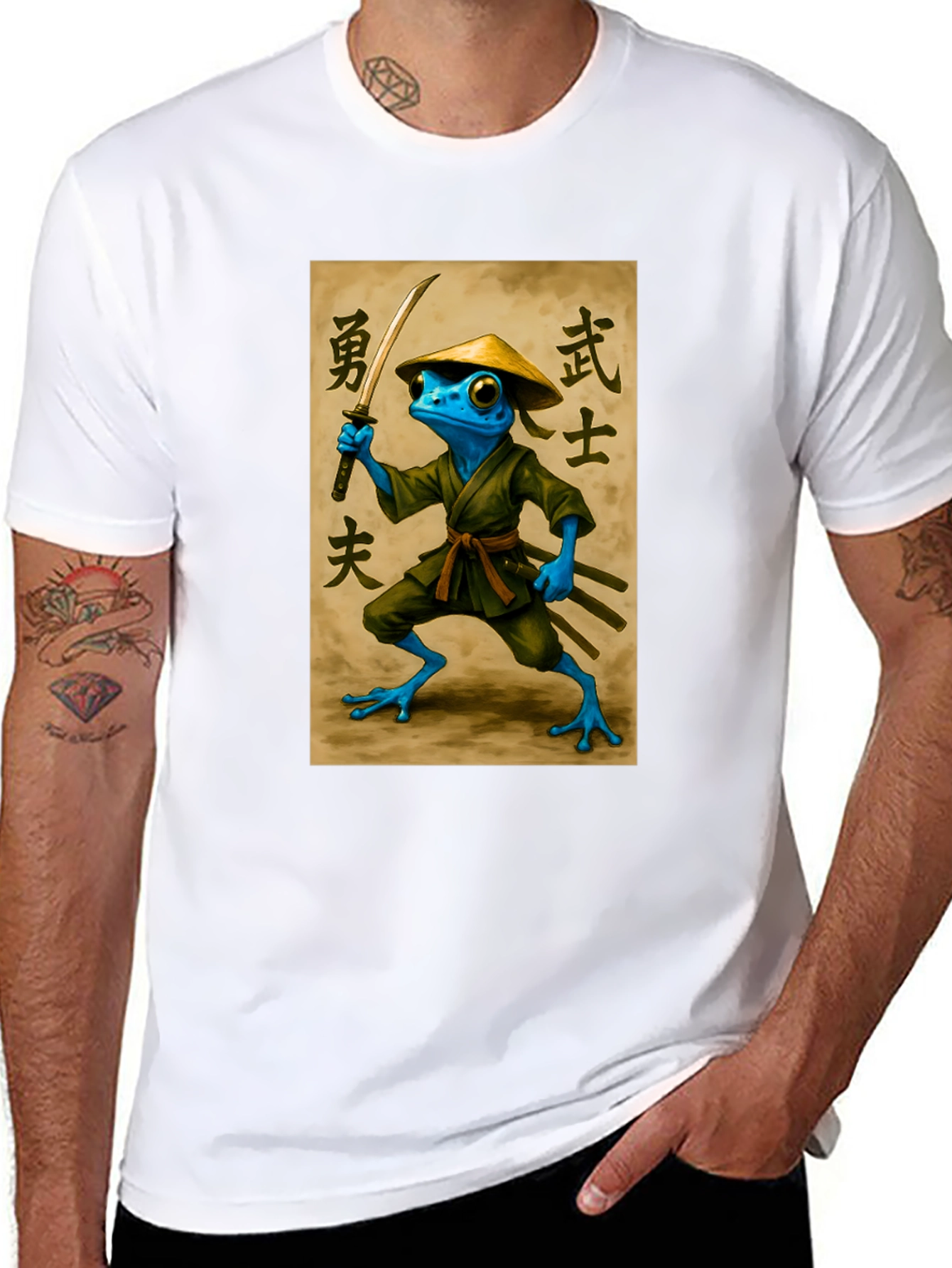 Samurai Frog T-Shirt - Black Cotton Tee