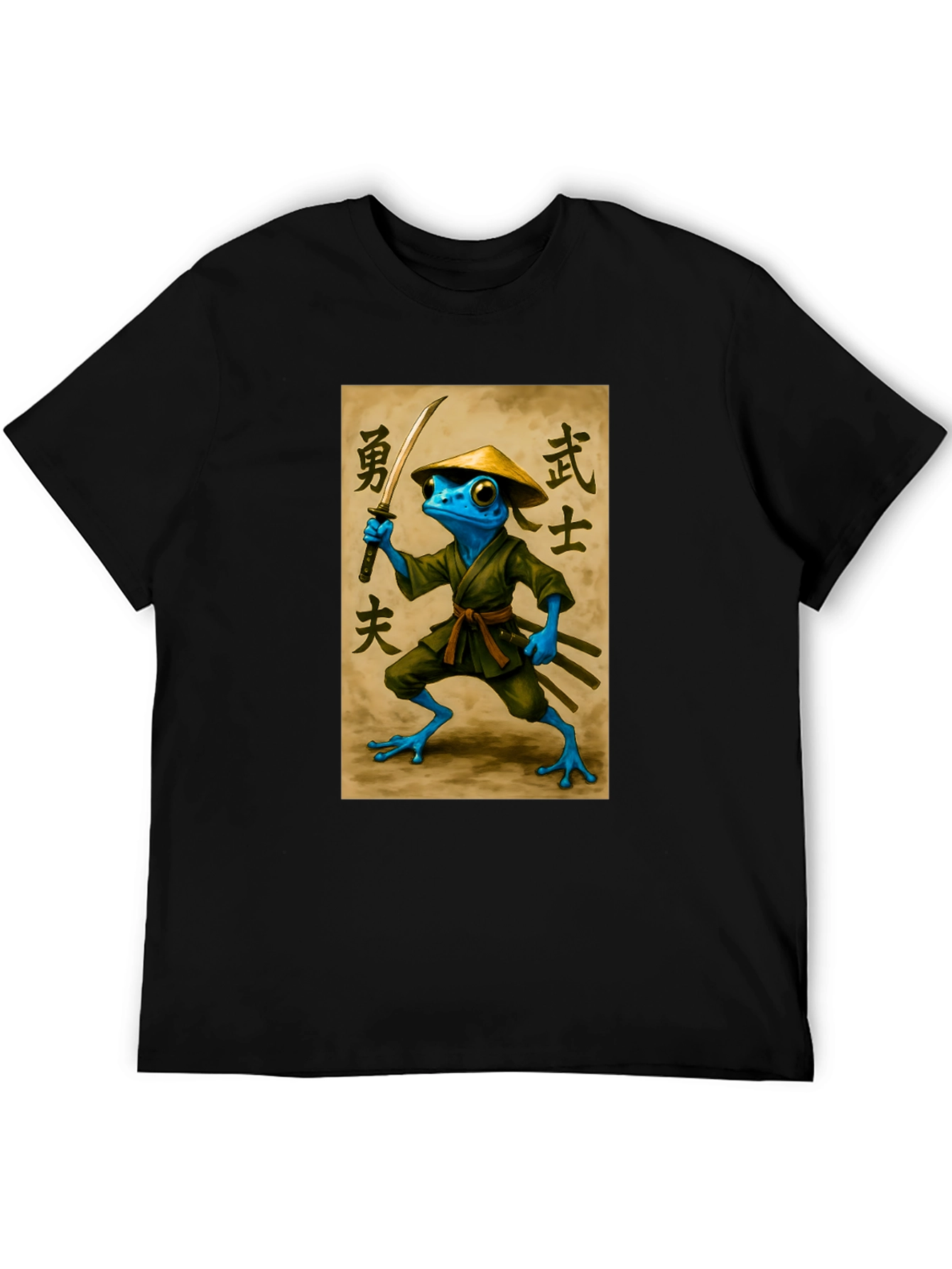 Samurai Frog T-Shirt - Black Cotton Tee