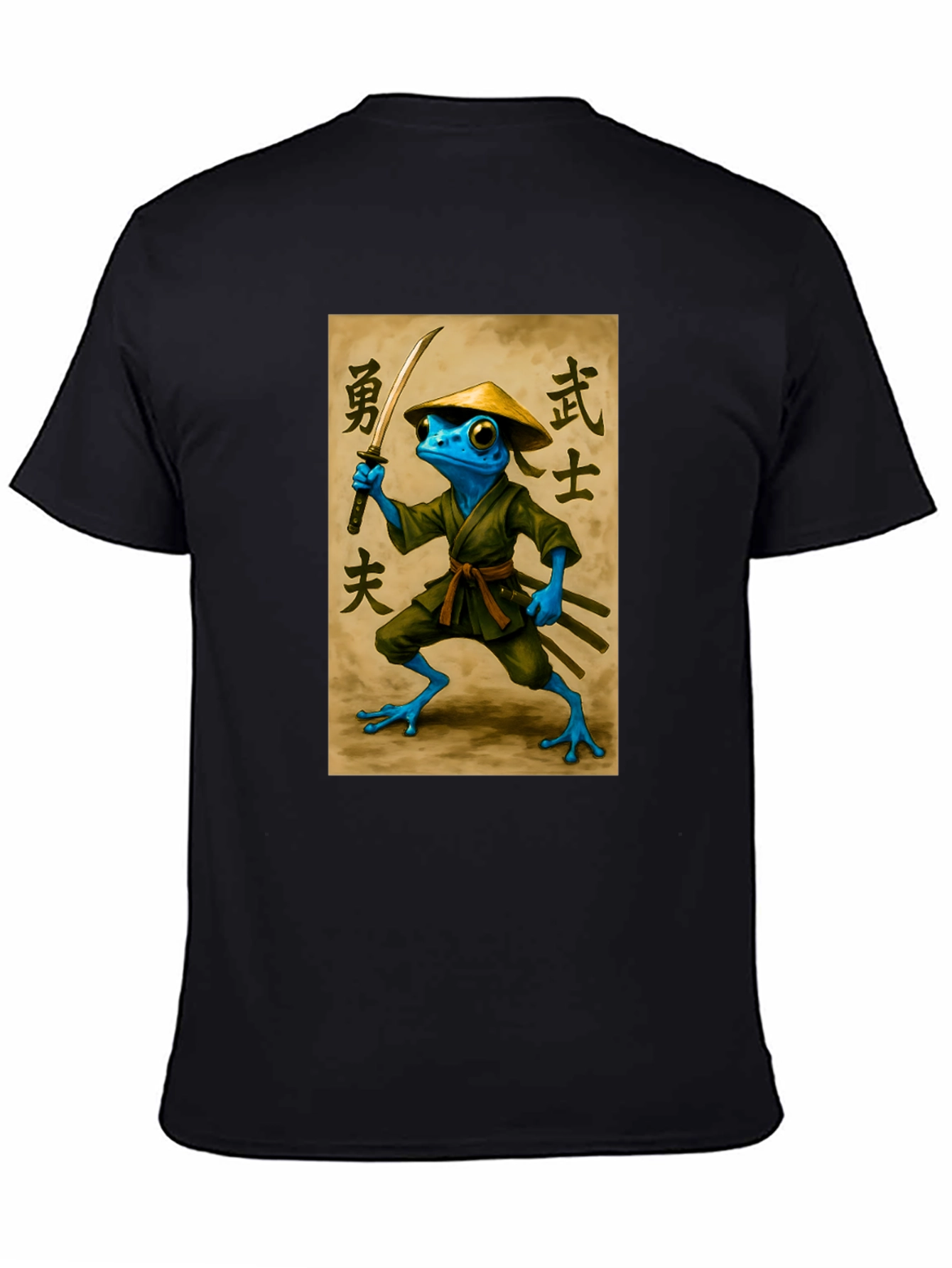 Samurai Frog T-Shirt - Black Cotton Tee