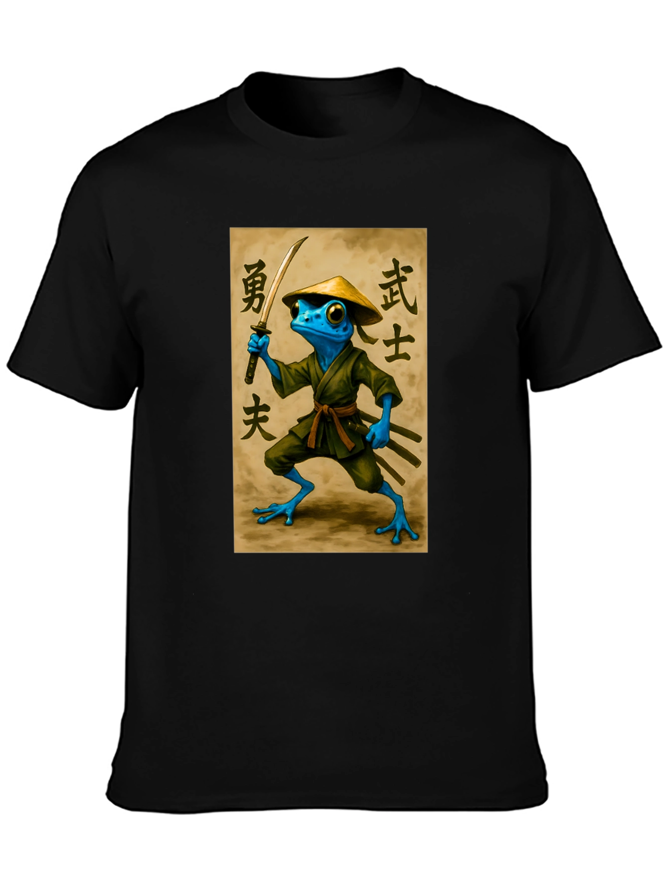 Samurai Frog T-Shirt - Black Cotton Tee