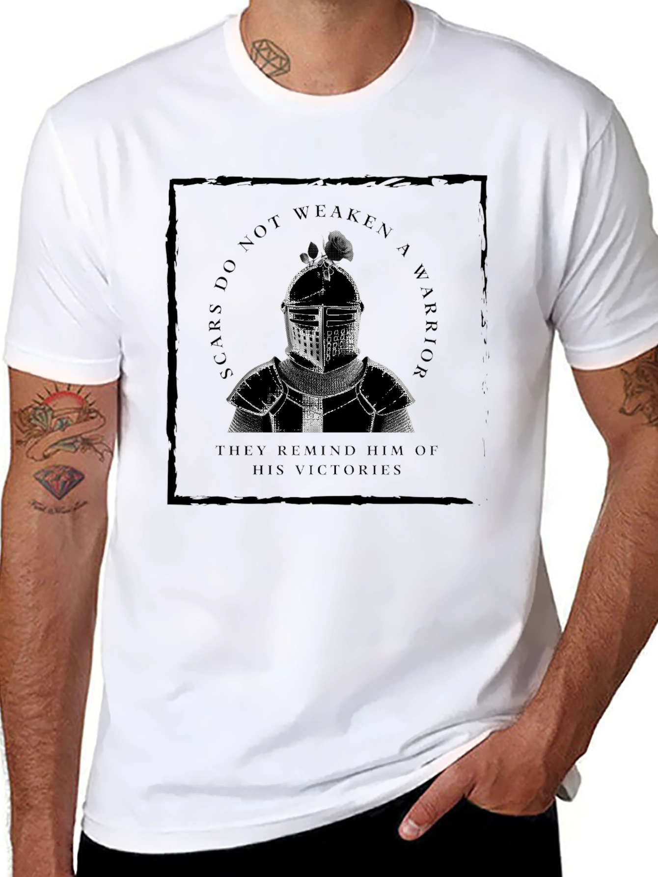 Warrior Knight Graphic T-Shirt - Scars Dont Weaken
