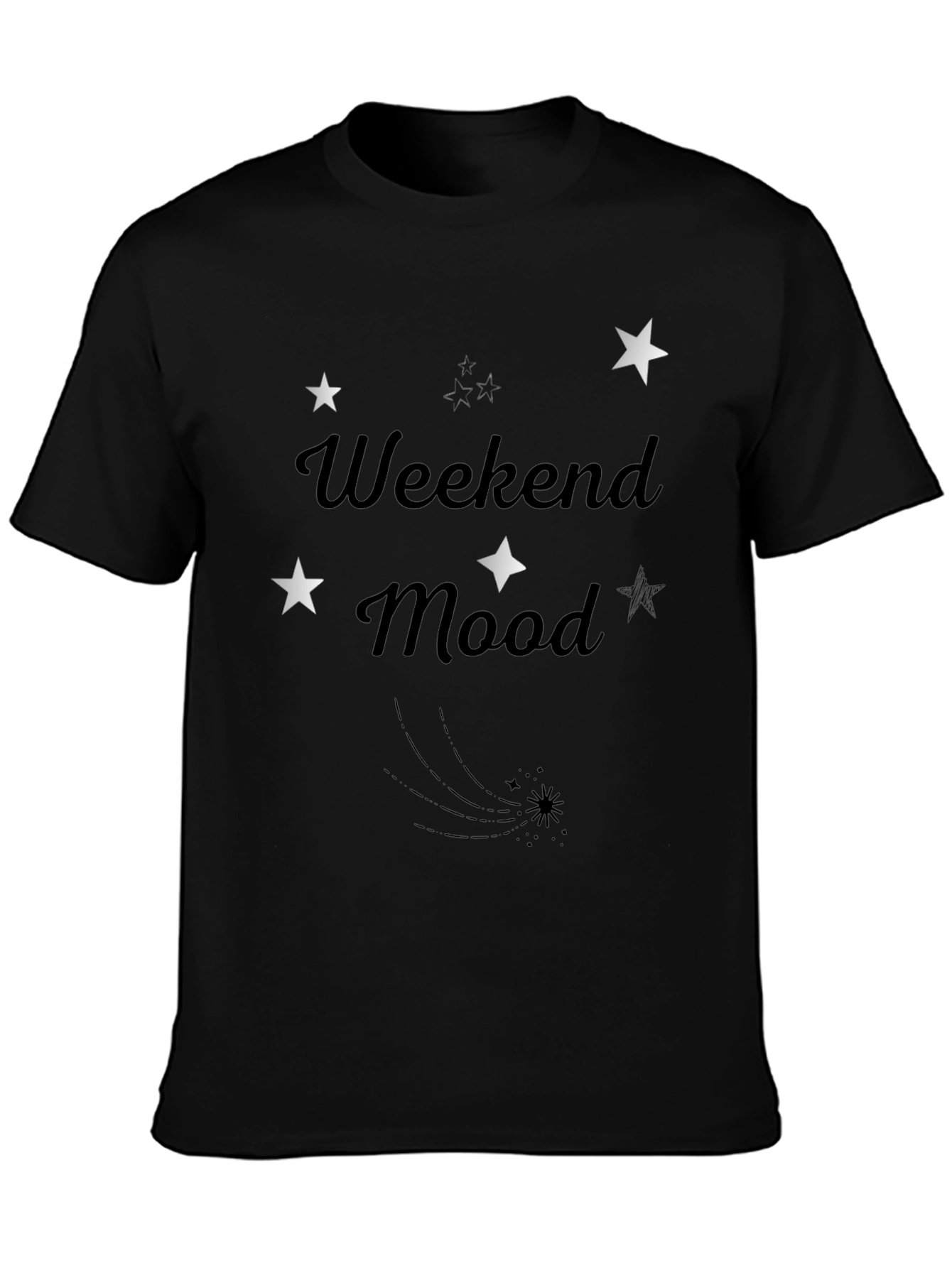 Weekend Mood Starry Graphic Tee - Mens Black T-Shirt