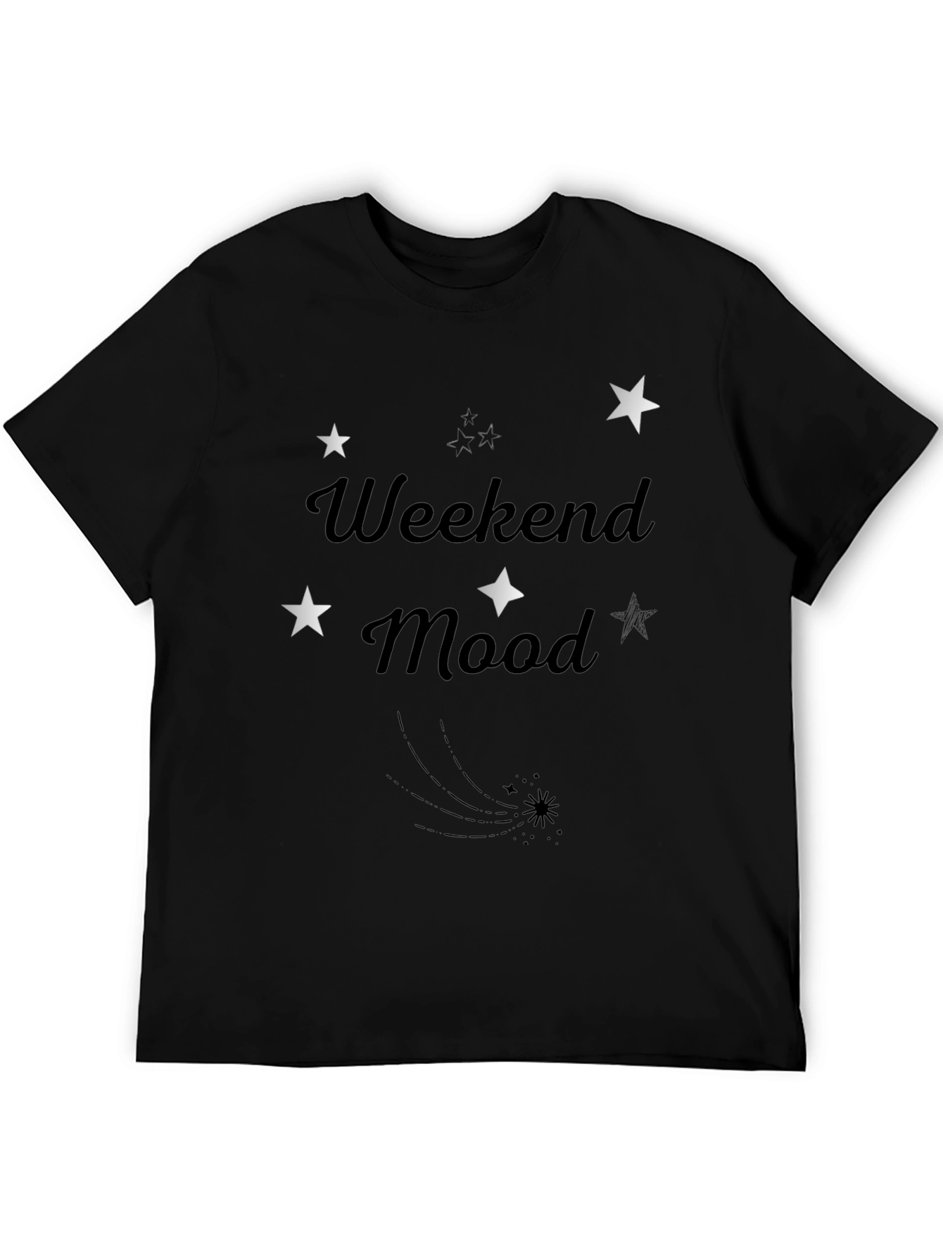 Weekend Mood Starry Graphic Tee - Mens Black T-Shirt