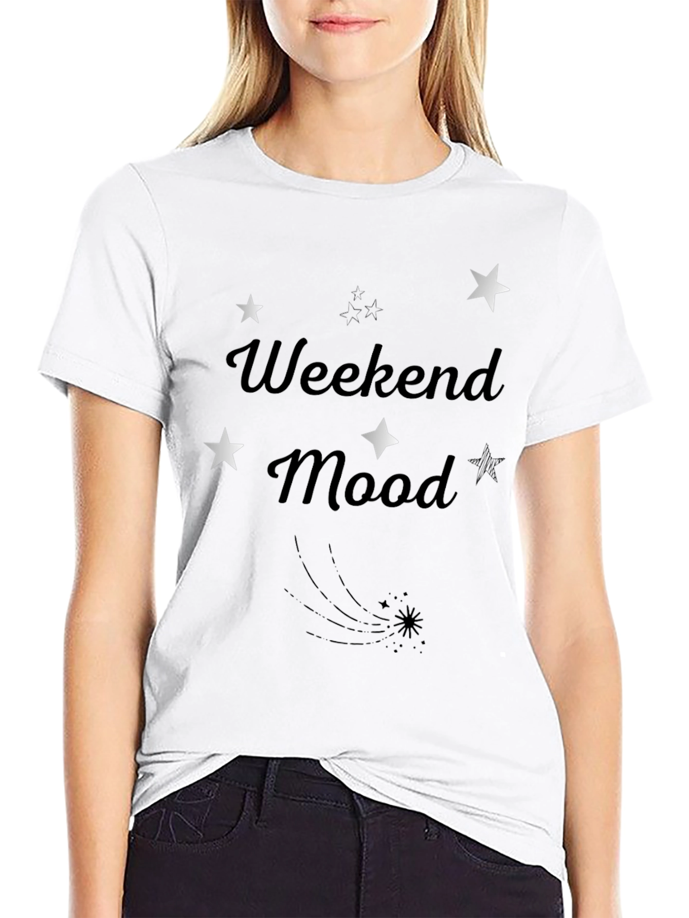 Weekend Mood Starry Graphic Tee - Mens Black T-Shirt