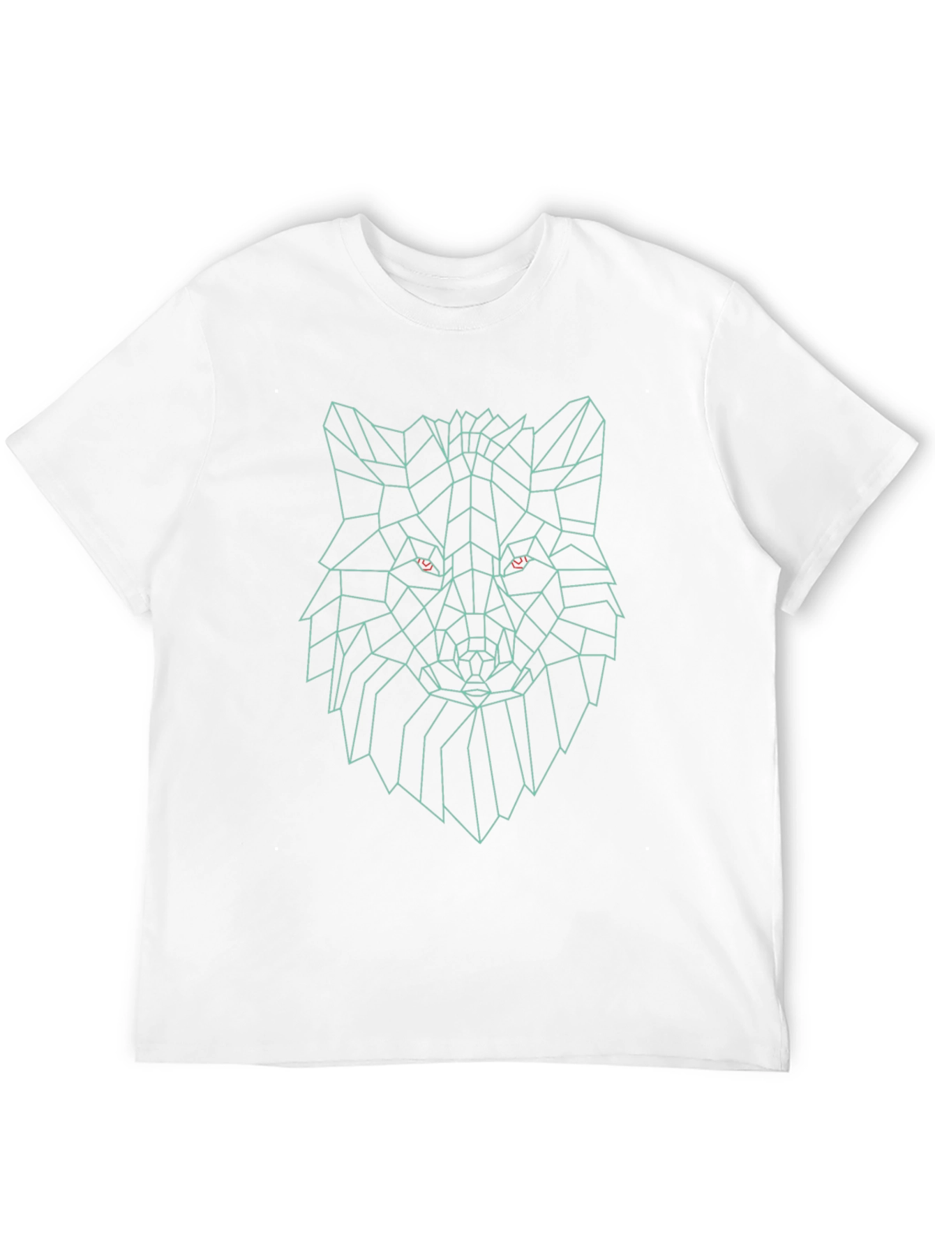 Geometric Wolf Head Graphic Print Black T-Shirt