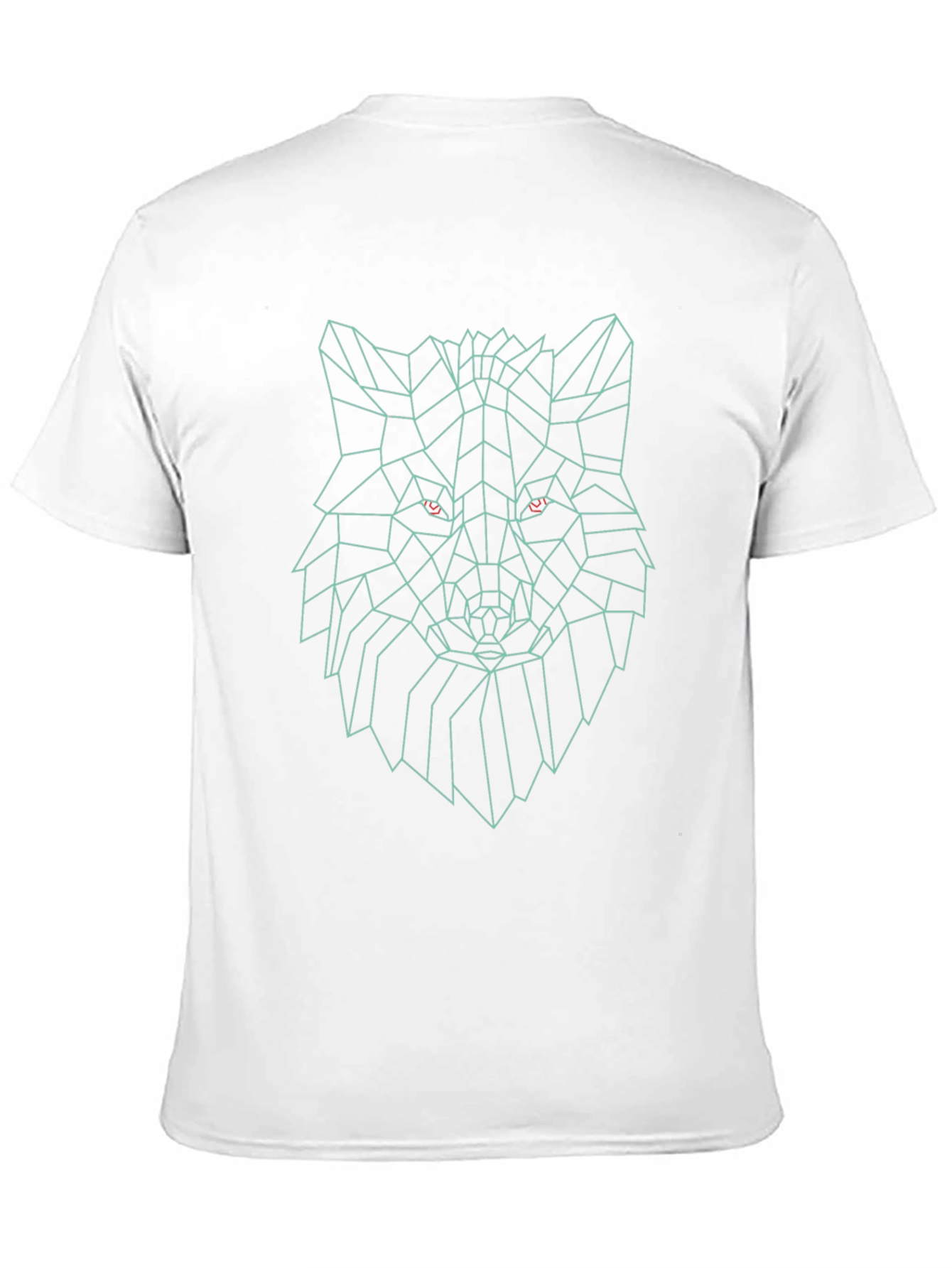 Geometric Wolf Head Graphic Print Black T-Shirt