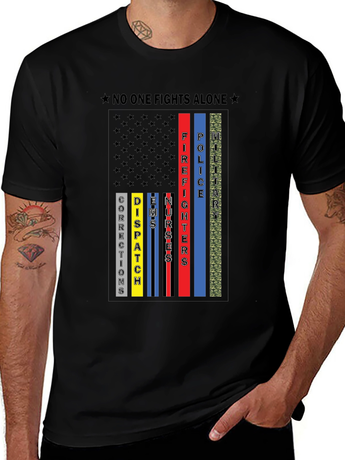 No One Fights Alone First Responder T-Shirt