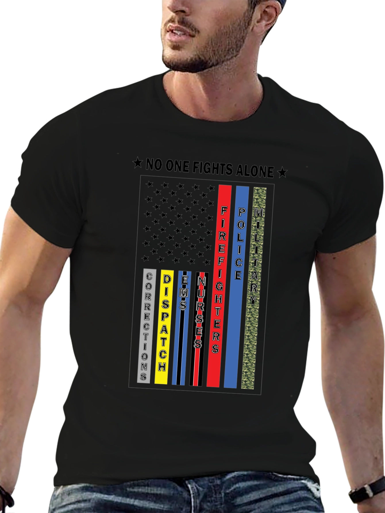 No One Fights Alone First Responder T-Shirt