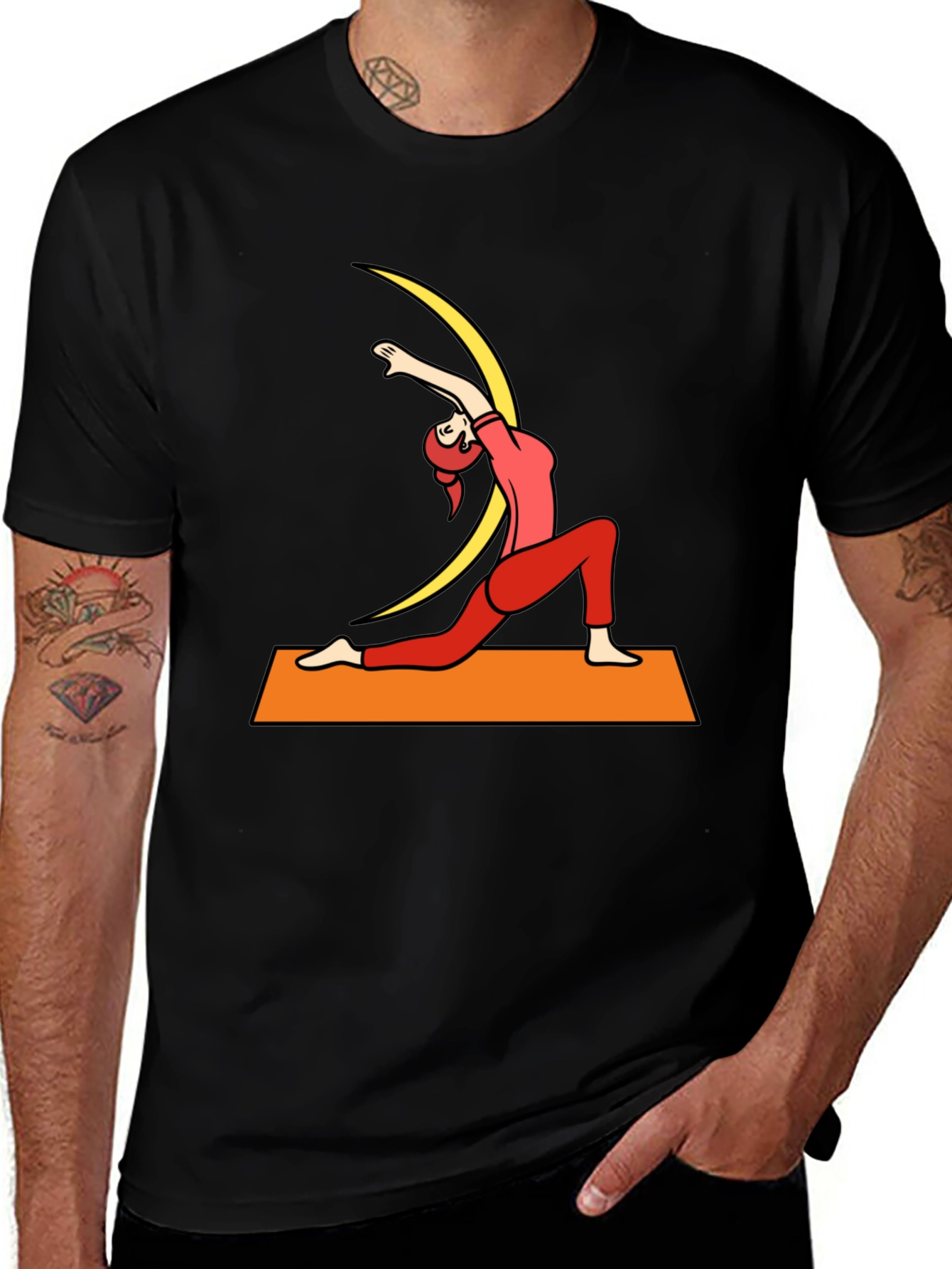 Yoga Pose Graphic Tee - Mens Black T-Shirt