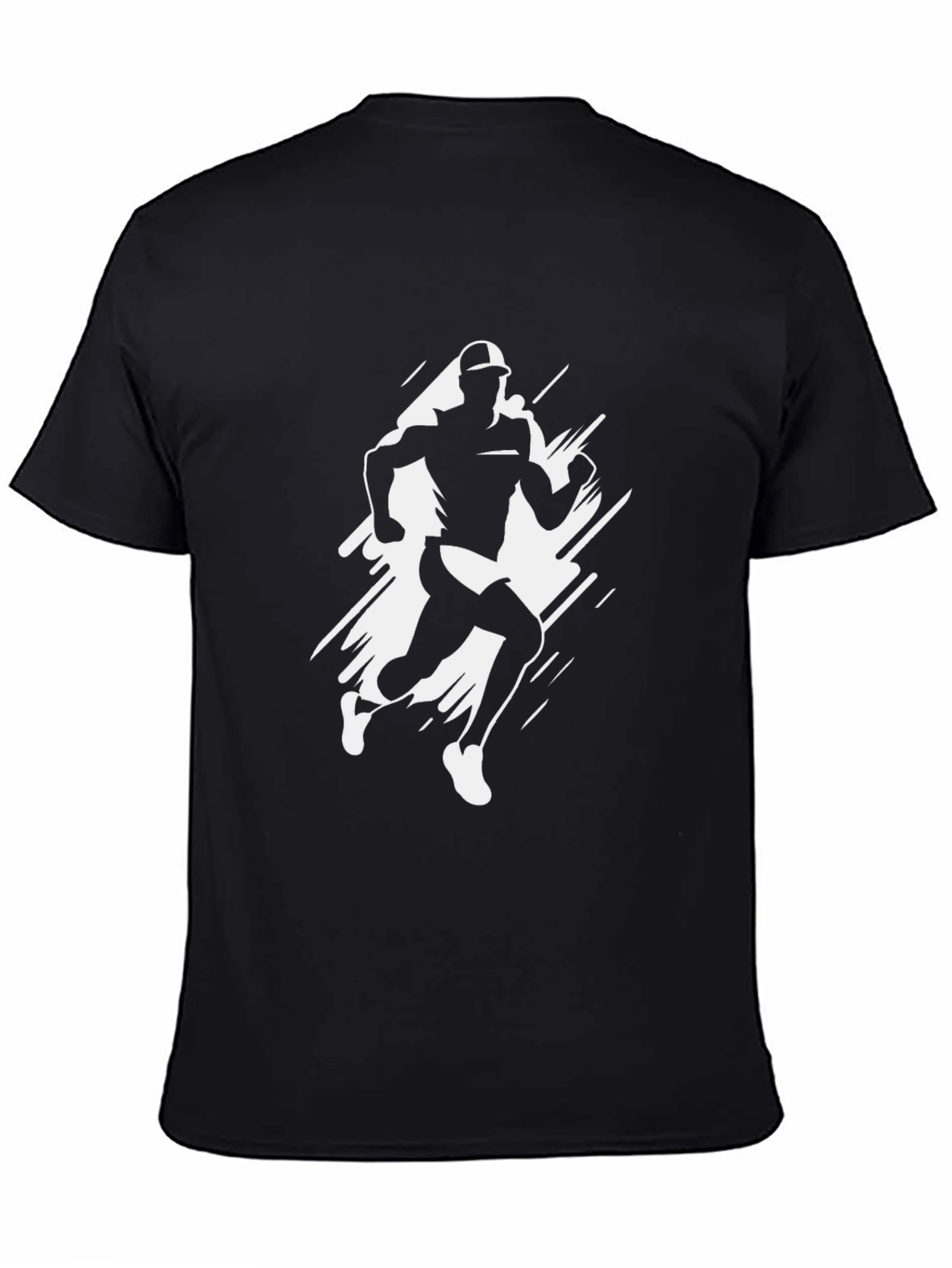 Mens Black T-Shirt with Runner Graphic