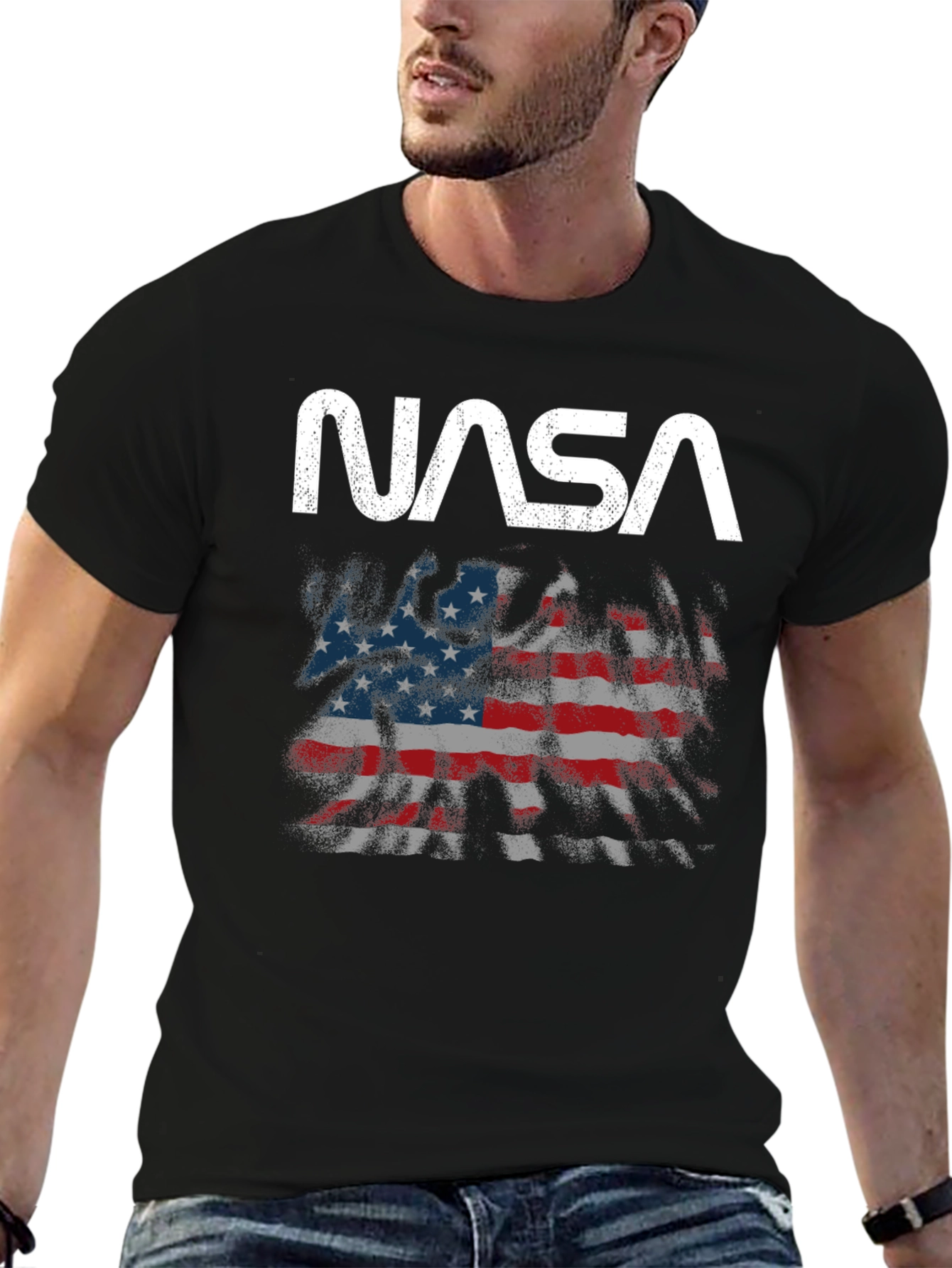 NASA American Flag Graphic T-Shirt
