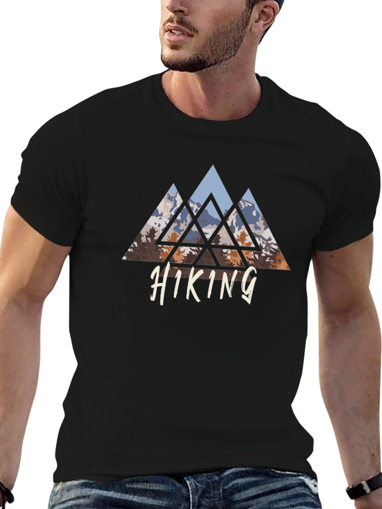 Hiking Mountain Graphic Tee - Black