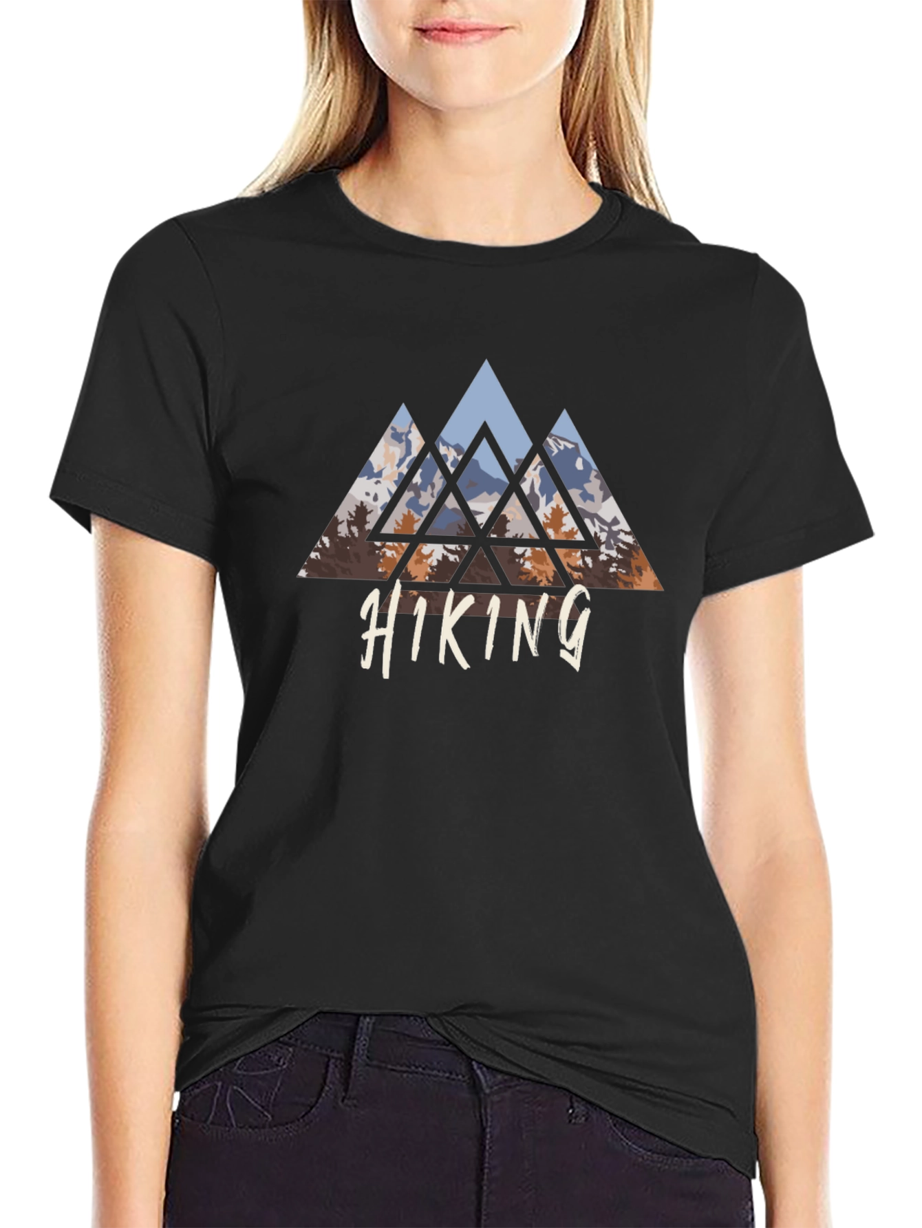 Hiking Mountain Graphic Tee - Black