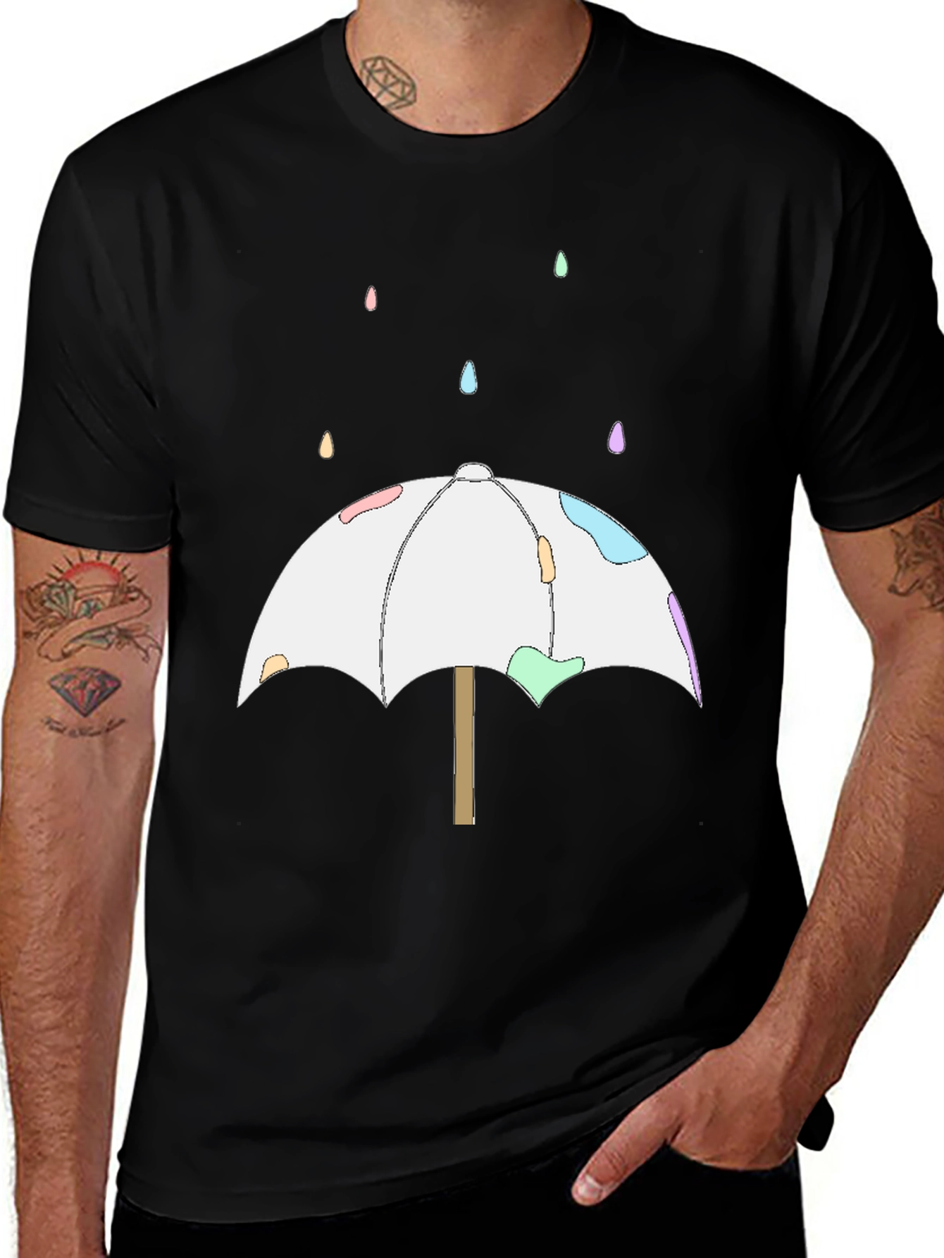 Cute Umbrella T-Shirt - Black