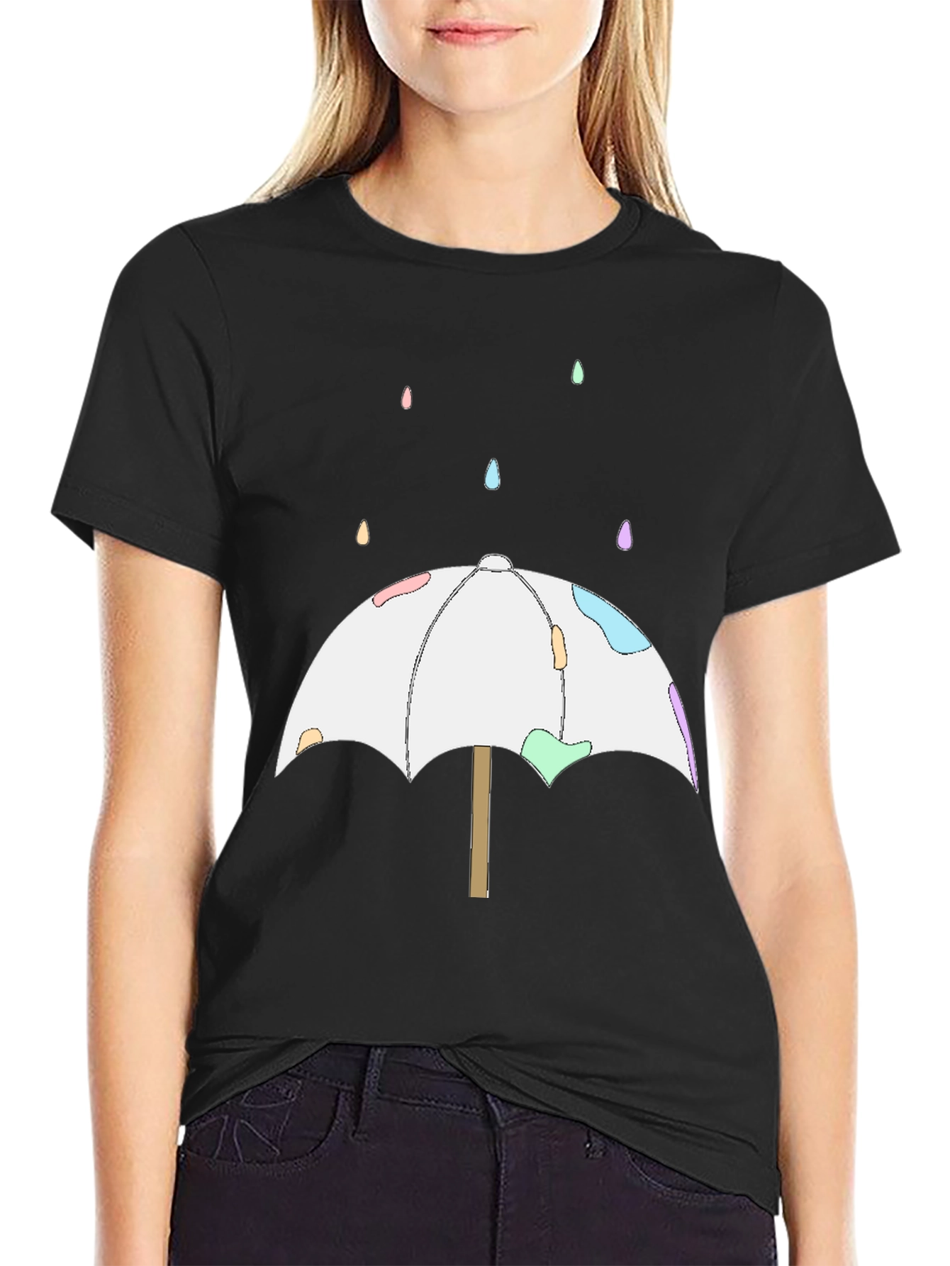 Cute Umbrella T-Shirt - Black
