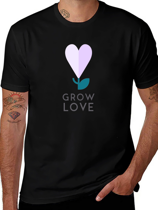Grow Love Graphic Tee - Black Cotton T-Shirt