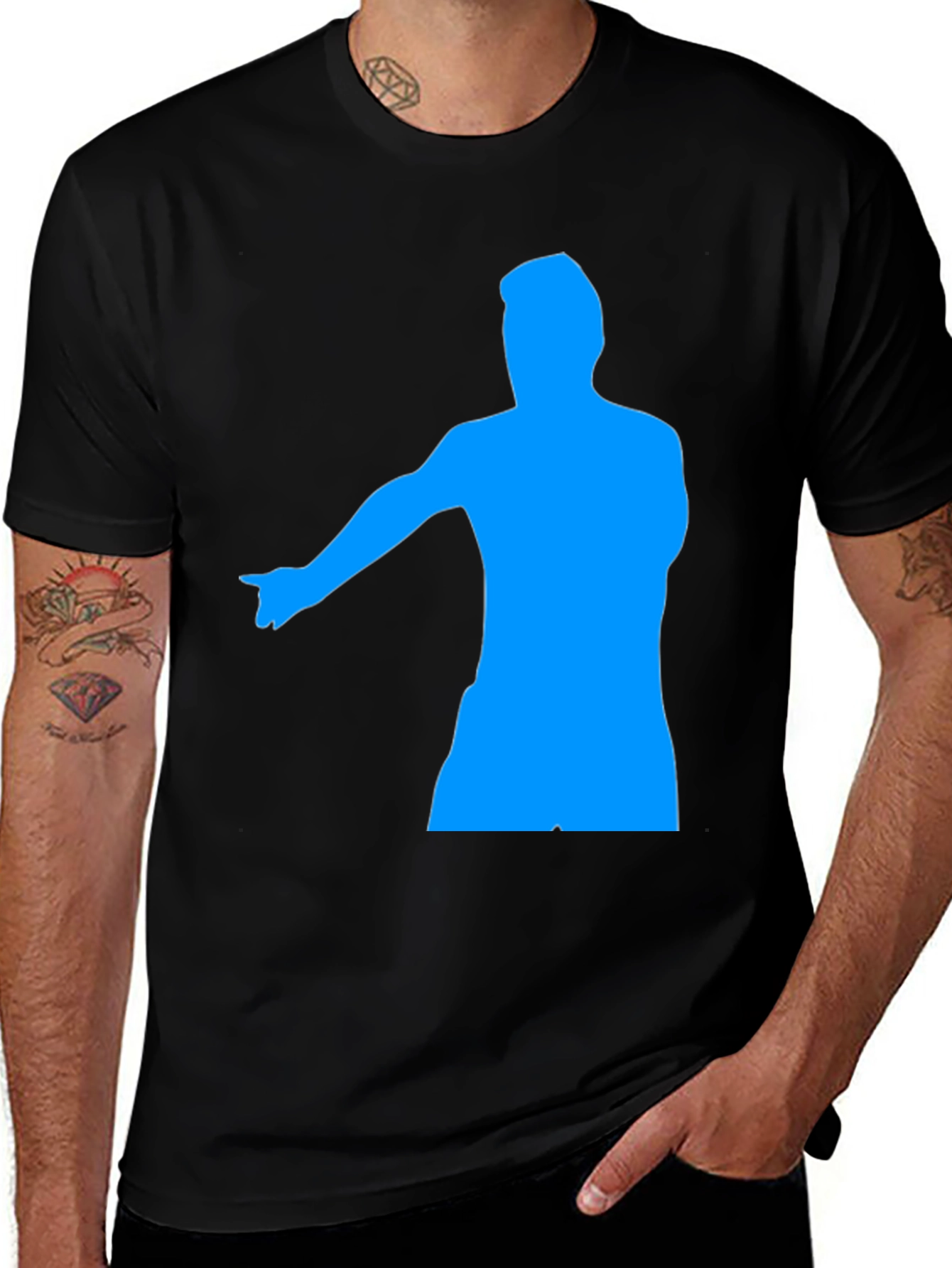 Mens Black Graphic Tee - Pointing Silhouette