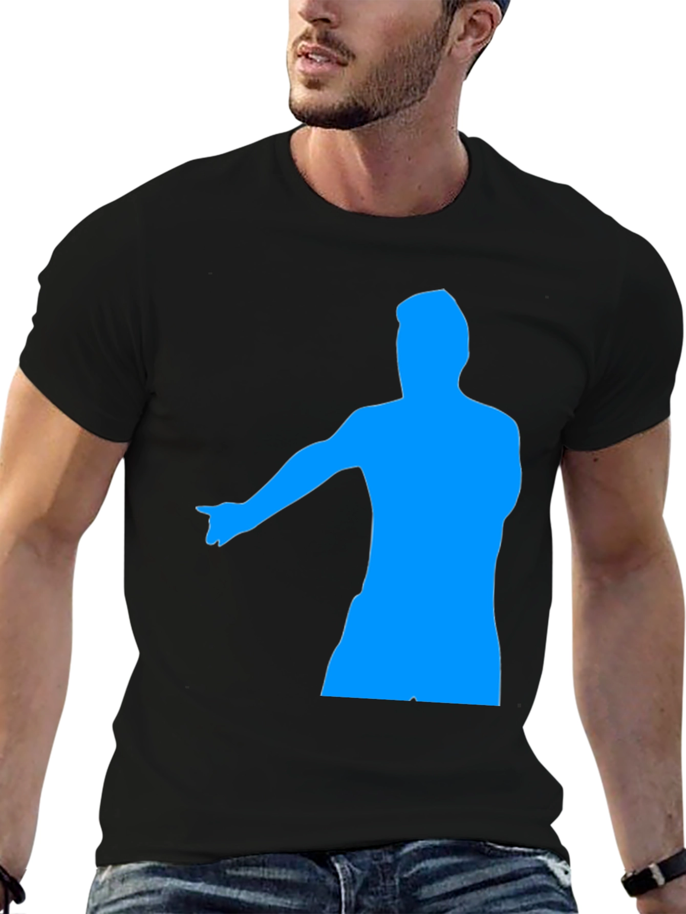 Mens Black Graphic Tee - Pointing Silhouette