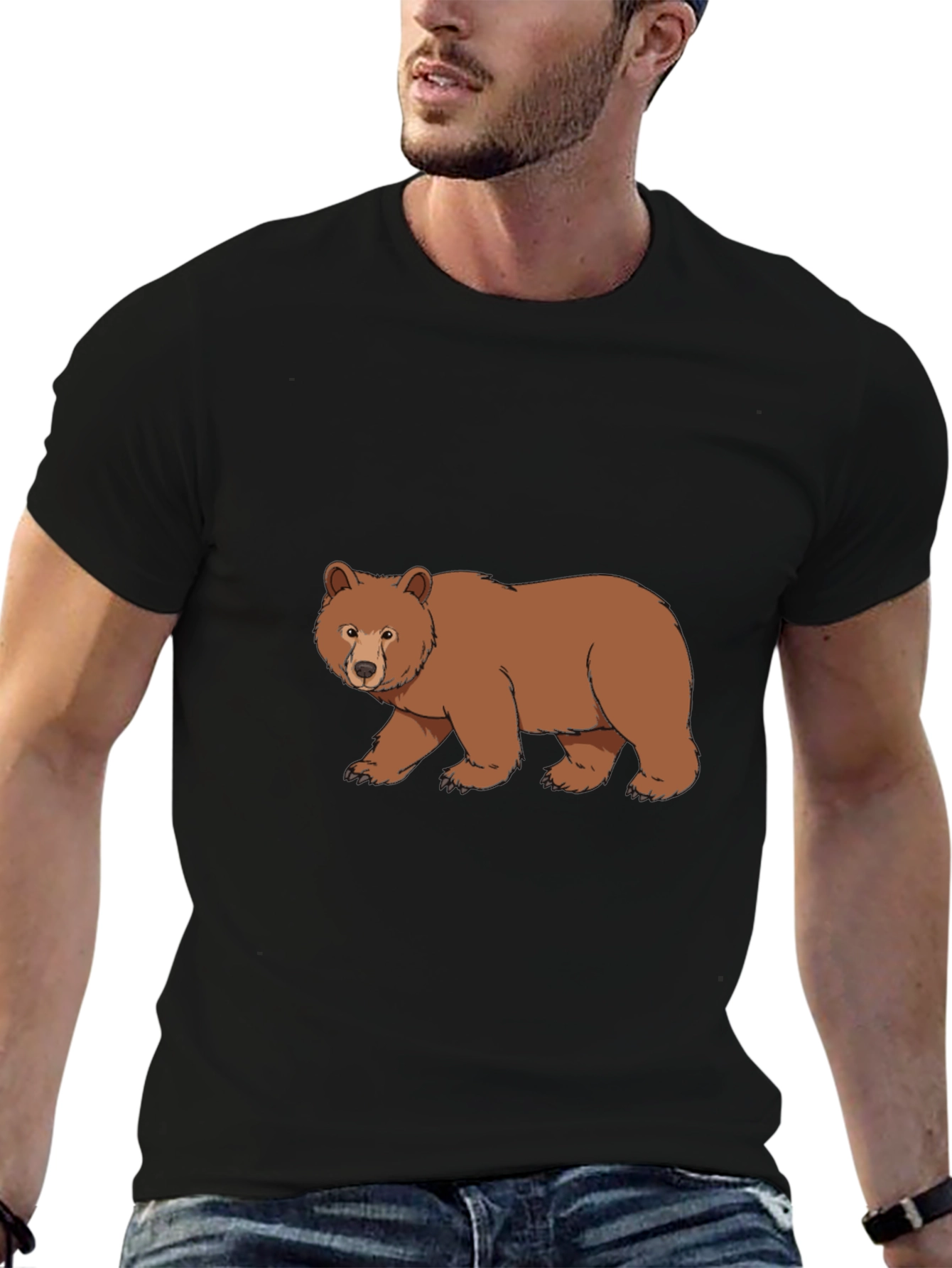 Black T-Shirt with Bear Graphic
