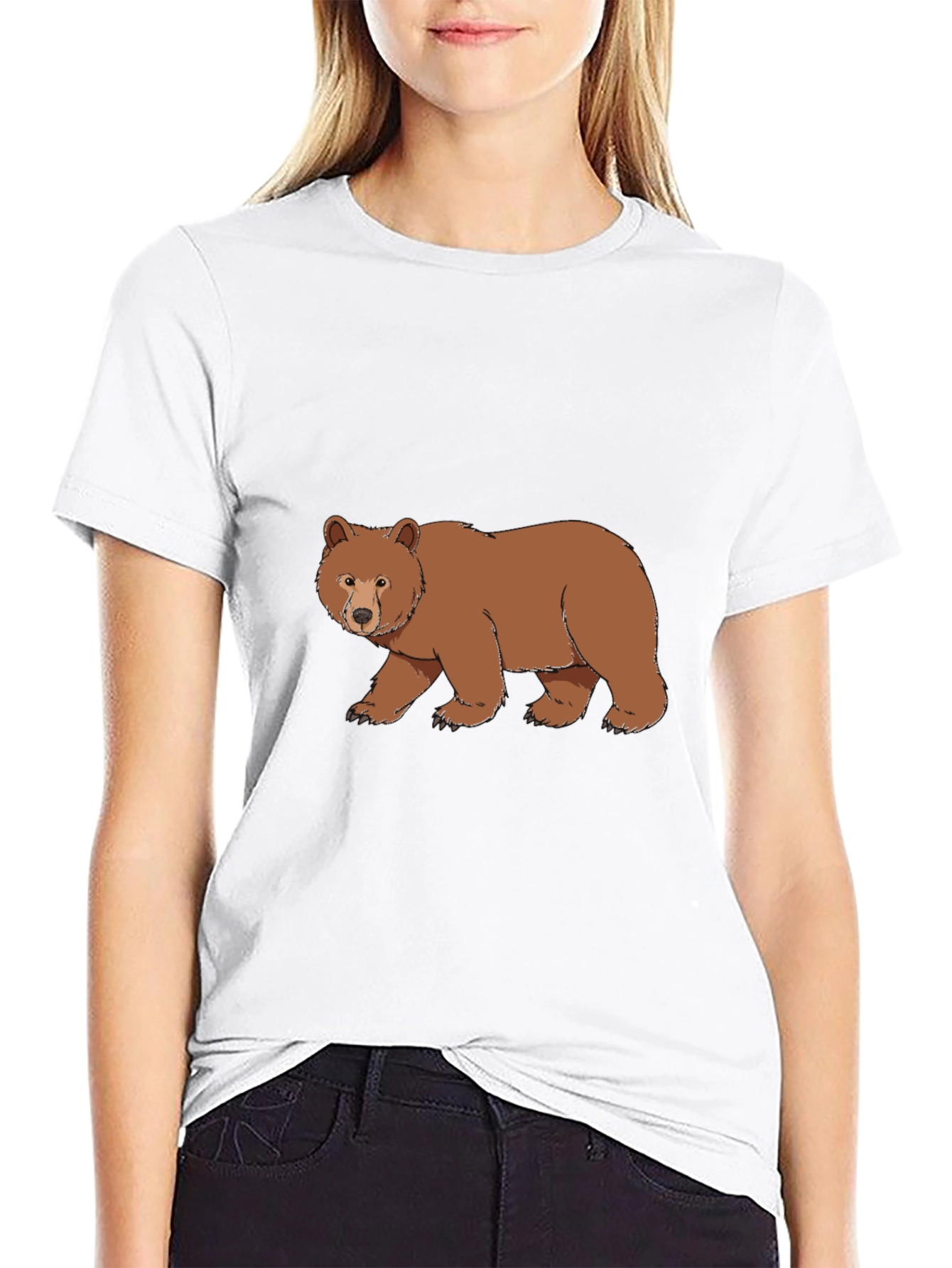 Black T-Shirt with Bear Graphic
