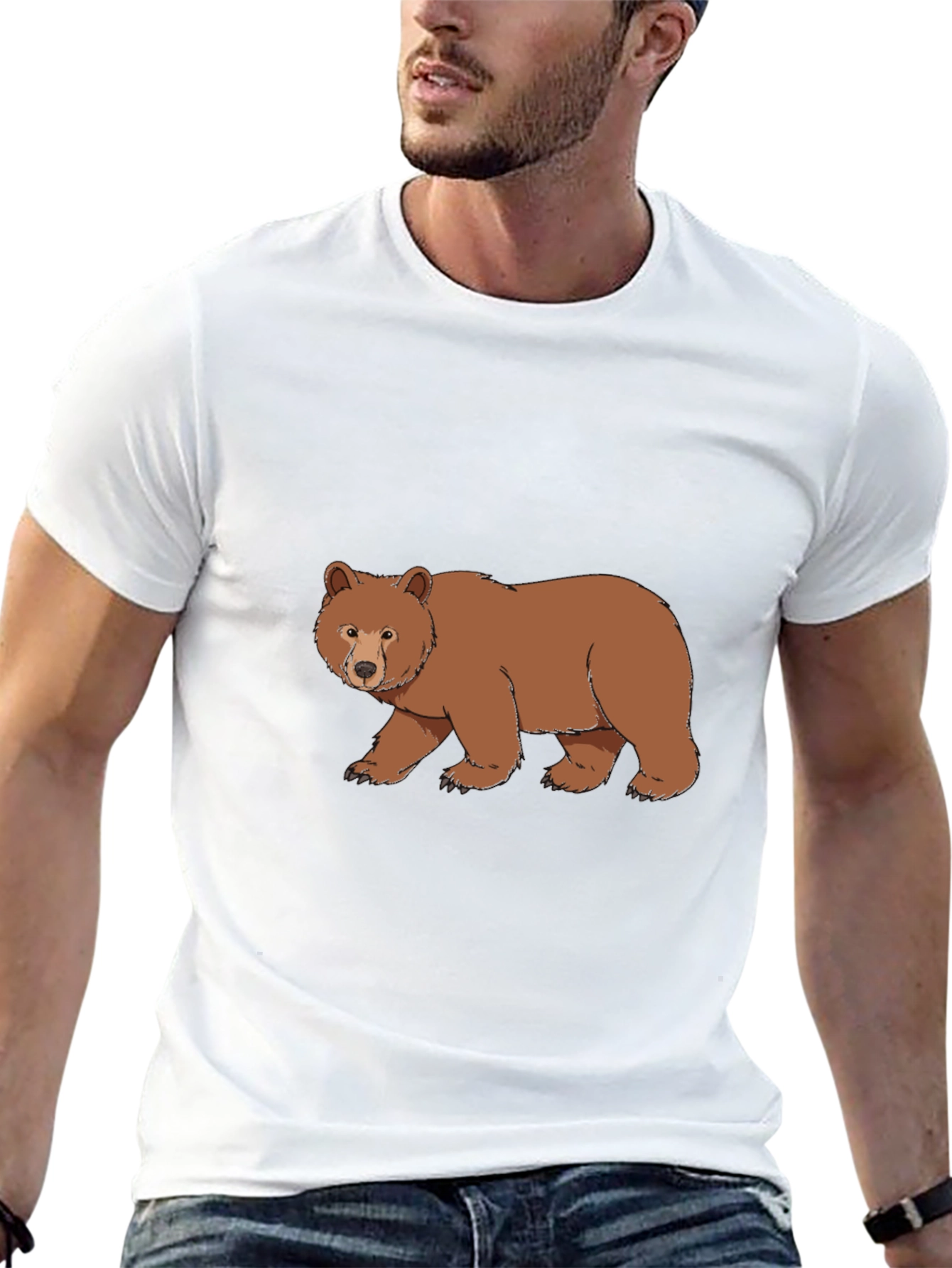 Black T-Shirt with Bear Graphic