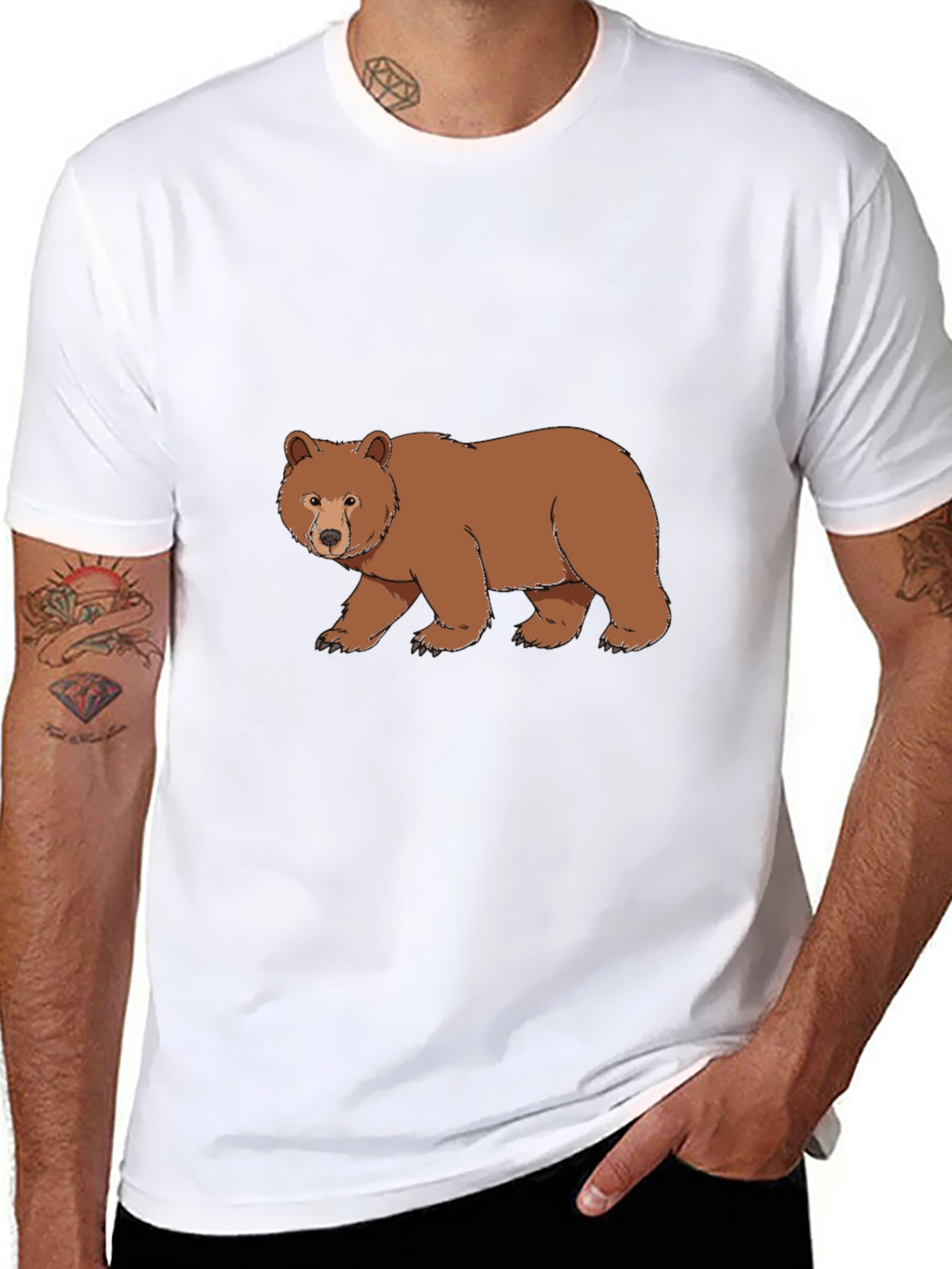 Black T-Shirt with Bear Graphic