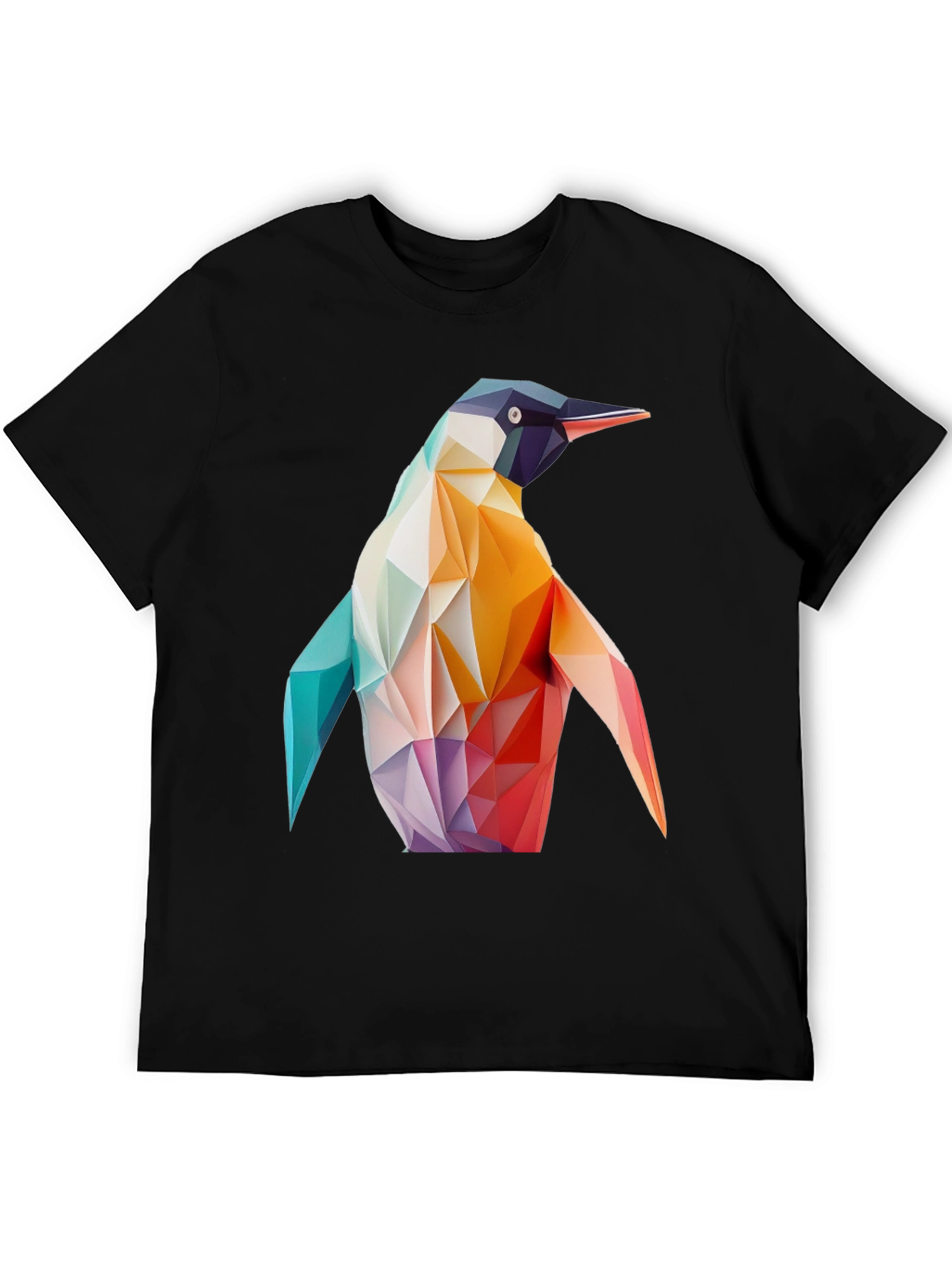 Geometric Penguin Graphic Black T-Shirt