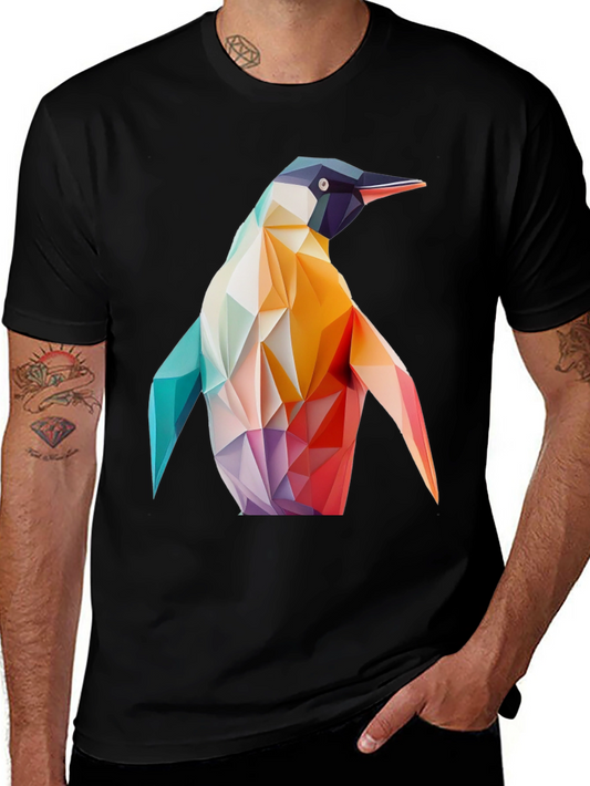 Geometric Penguin Graphic Black T-Shirt