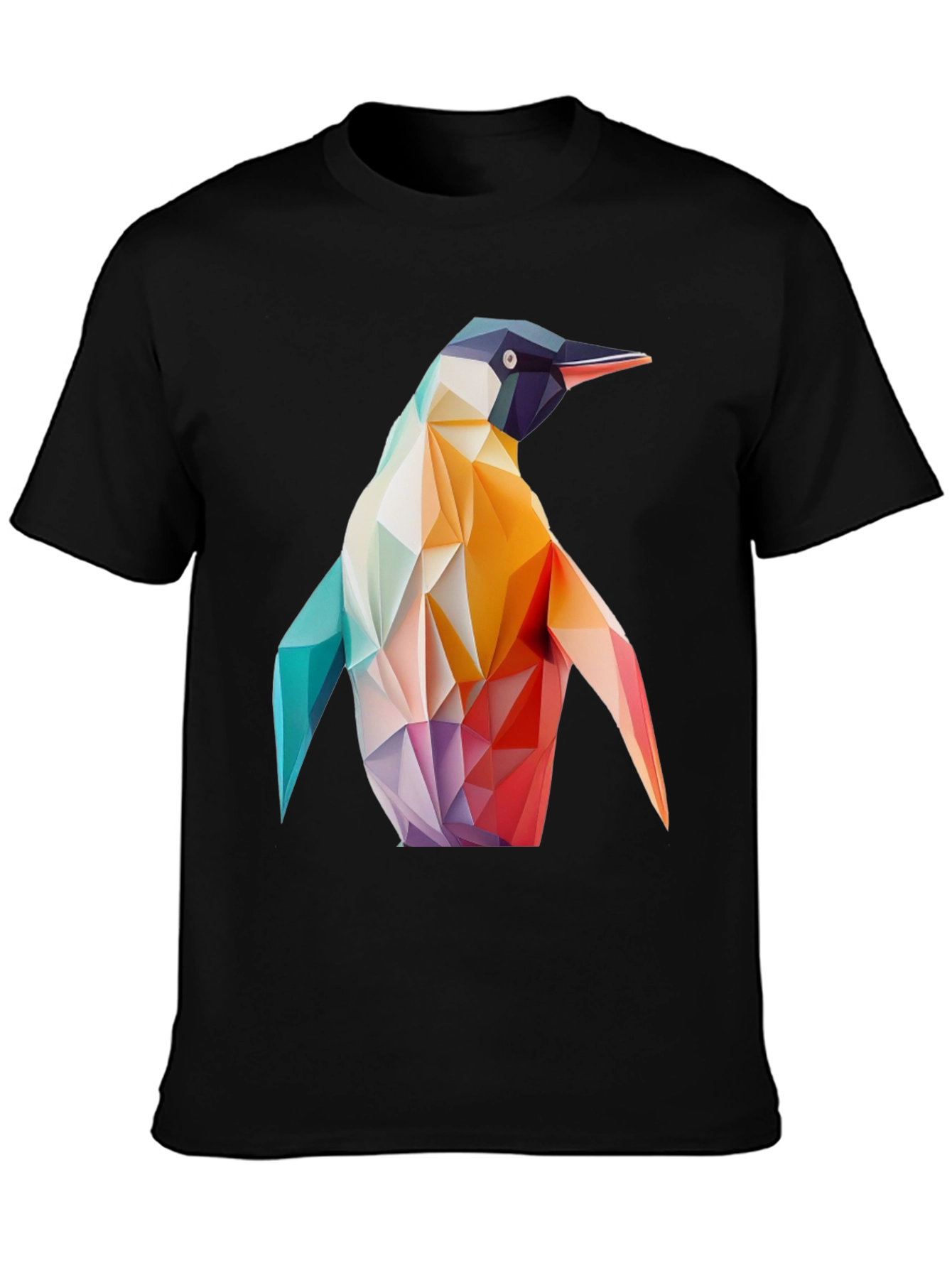 Geometric Penguin Graphic Black T-Shirt