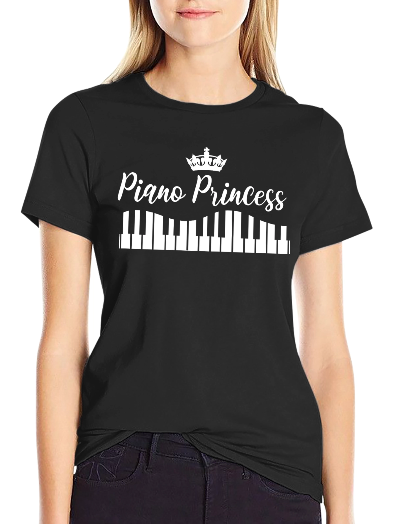 Piano Princess Black Graphic Tee Shirt
