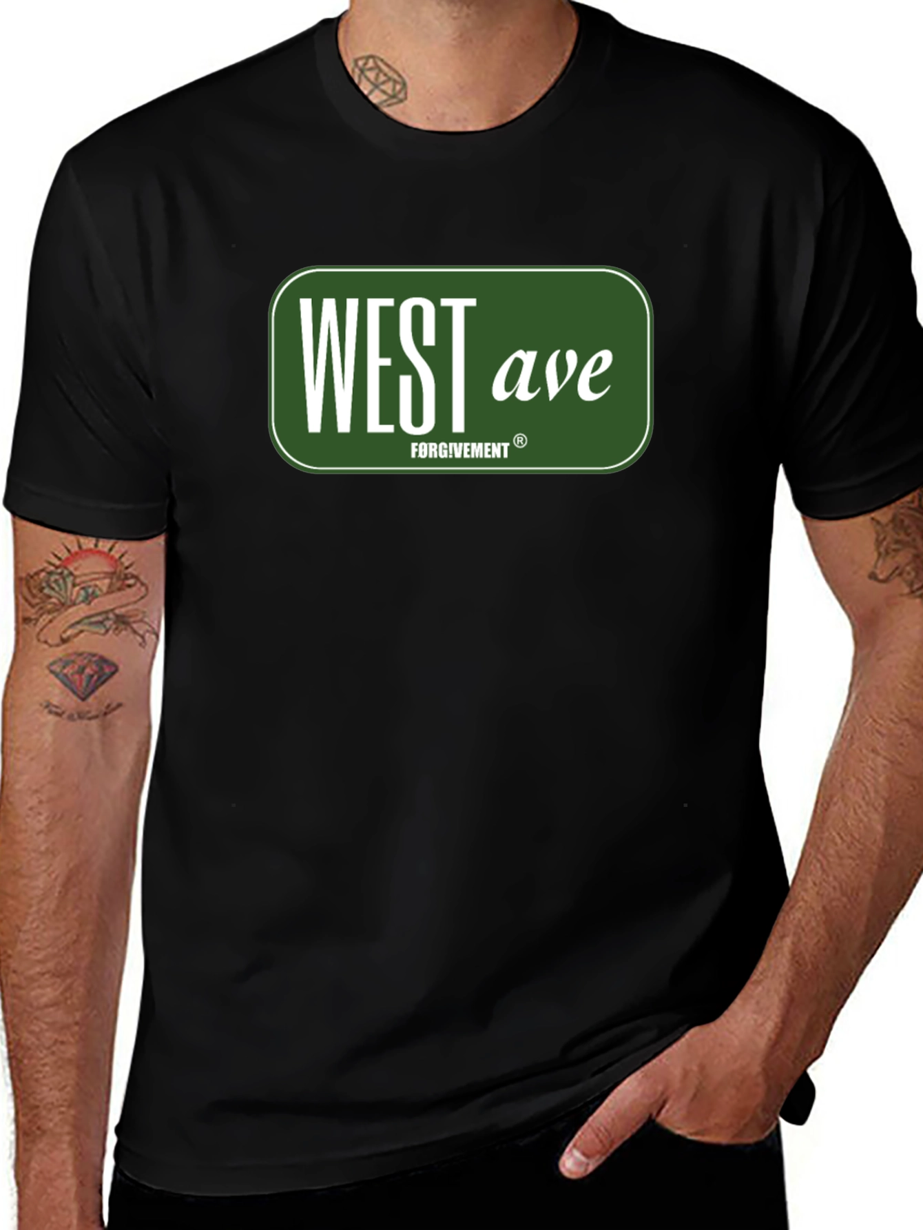 West Ave Forgivemeant Black Graphic Tee