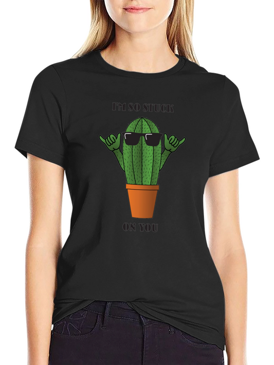 Cool Cactus T-Shirt - Im So Stuck On You - Black