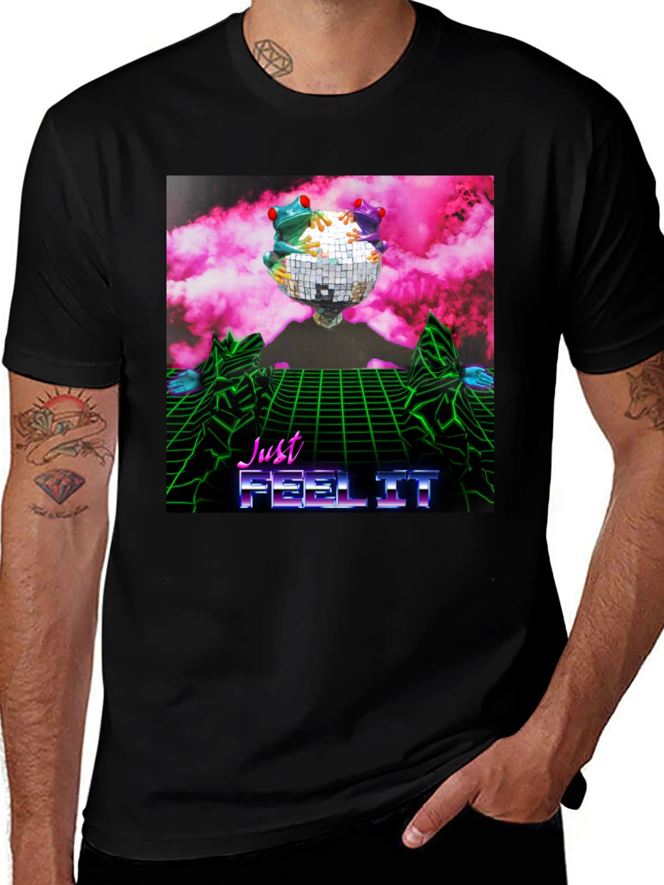 Just Feel It Disco Frog Graphic T-Shirt