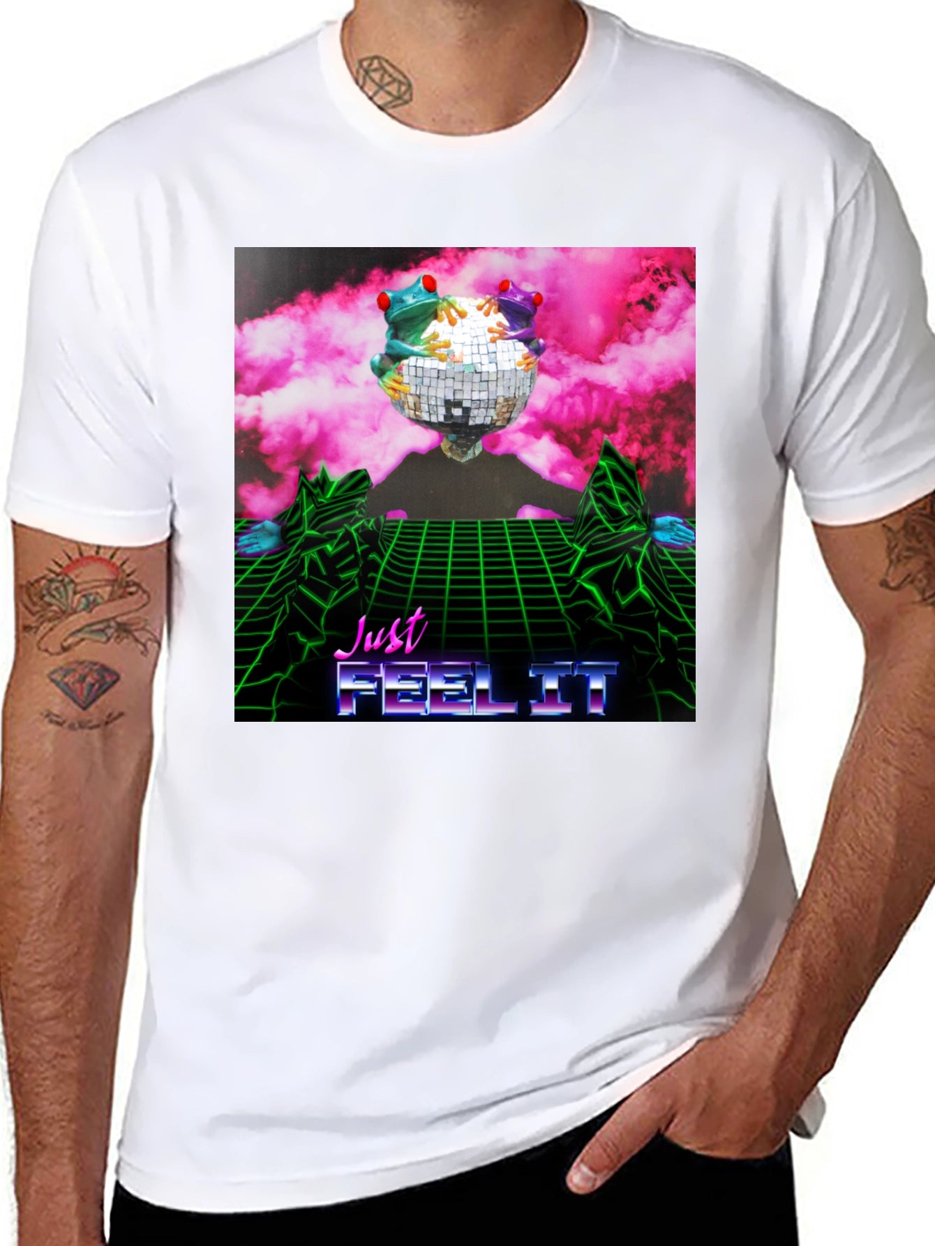 Just Feel It Disco Frog Graphic T-Shirt
