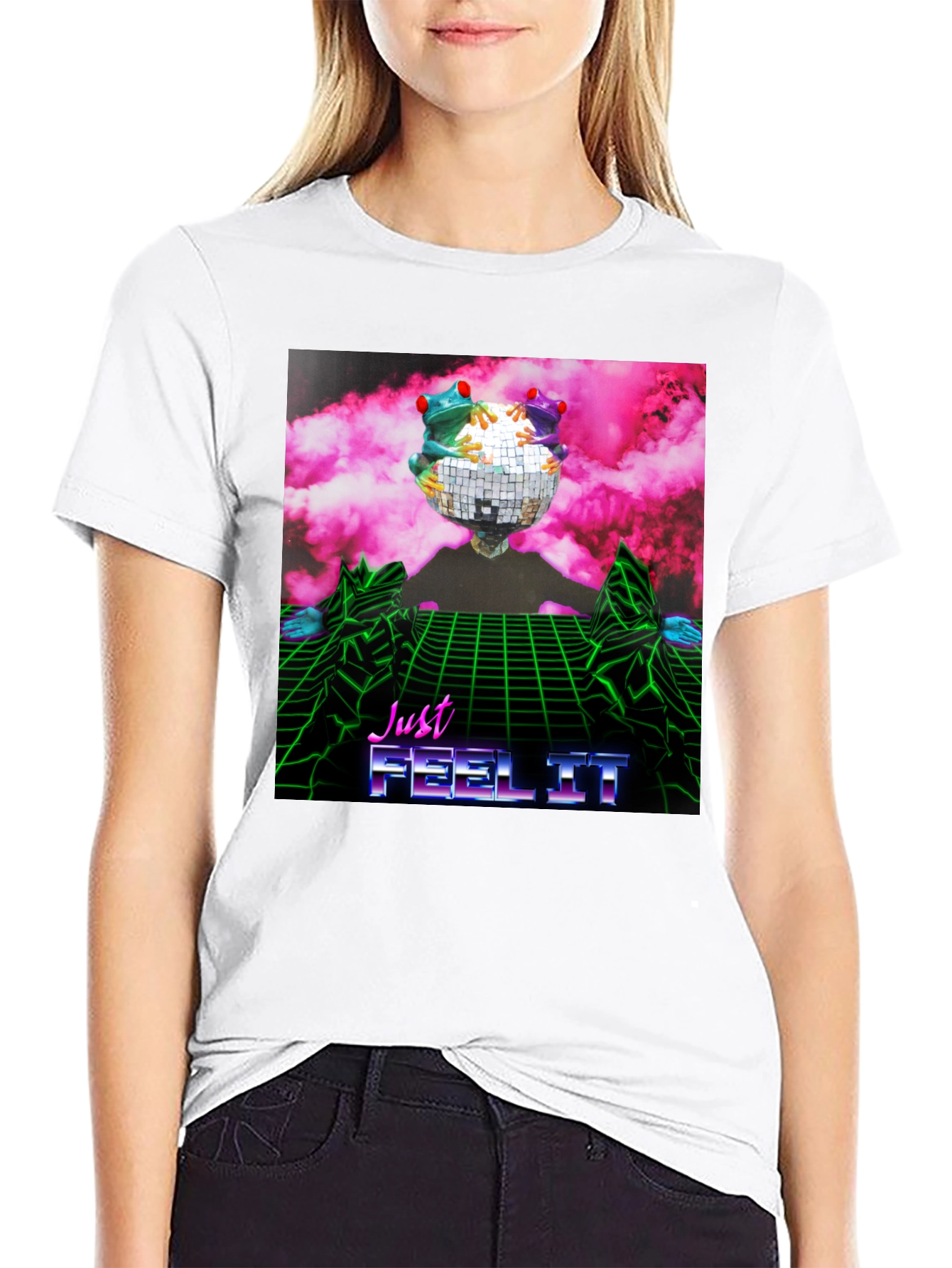 Just Feel It Disco Frog Graphic T-Shirt