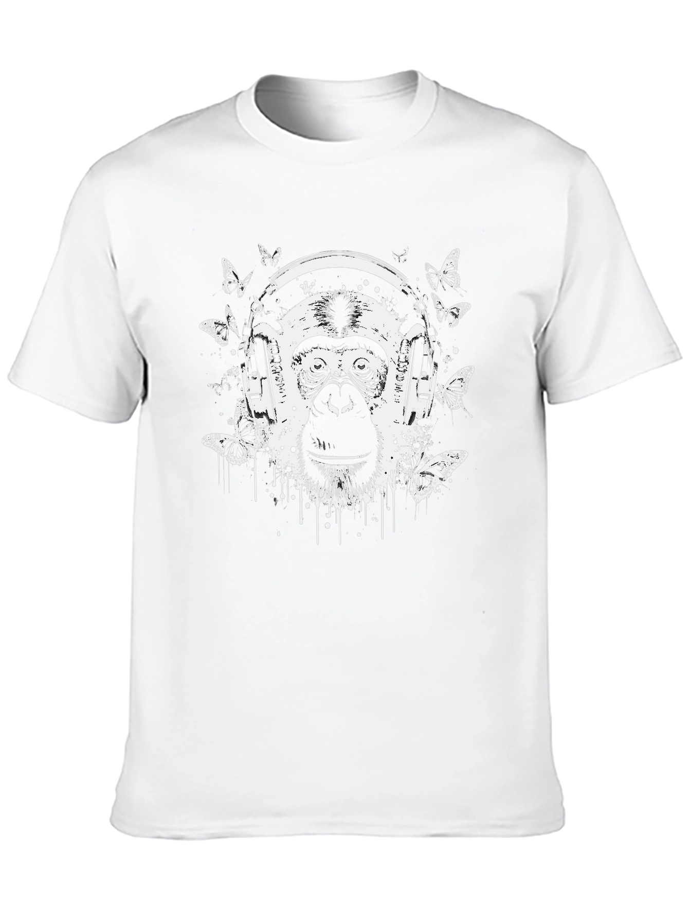 Monkey Headphones Graphic Tee - Stylish Black T-Shirt