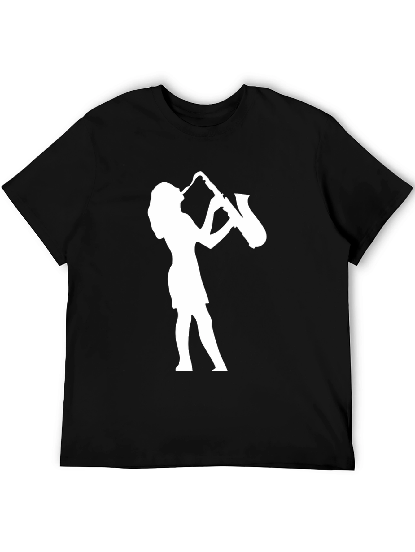 Saxophone Player Graphic Tee - Black Cotton Casual Shirt