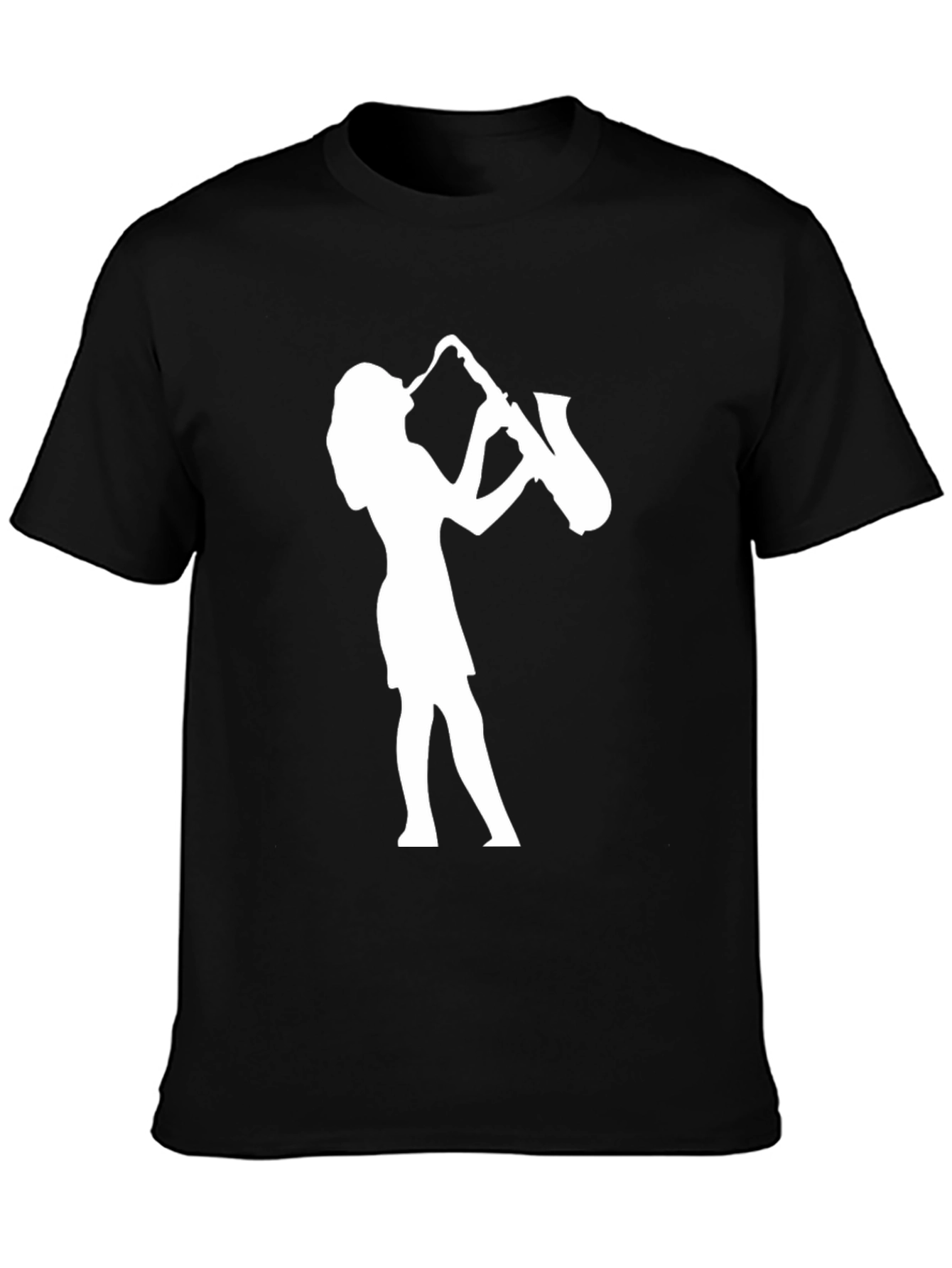 Saxophone Player Graphic Tee - Black Cotton Casual Shirt